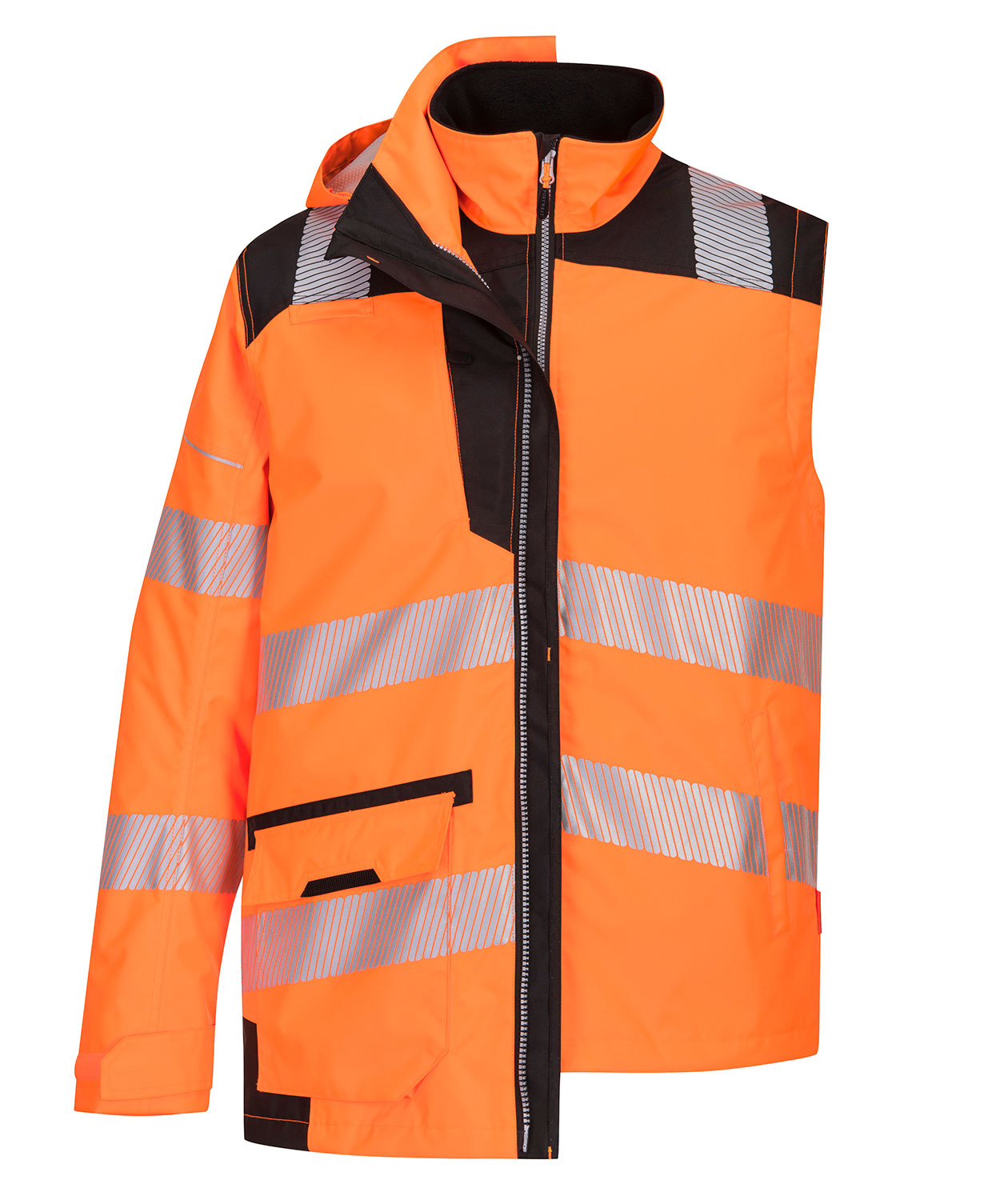 Portwest PW3 5-i-1 work jacket, Hi-Vis Orange/Black, large image number 1