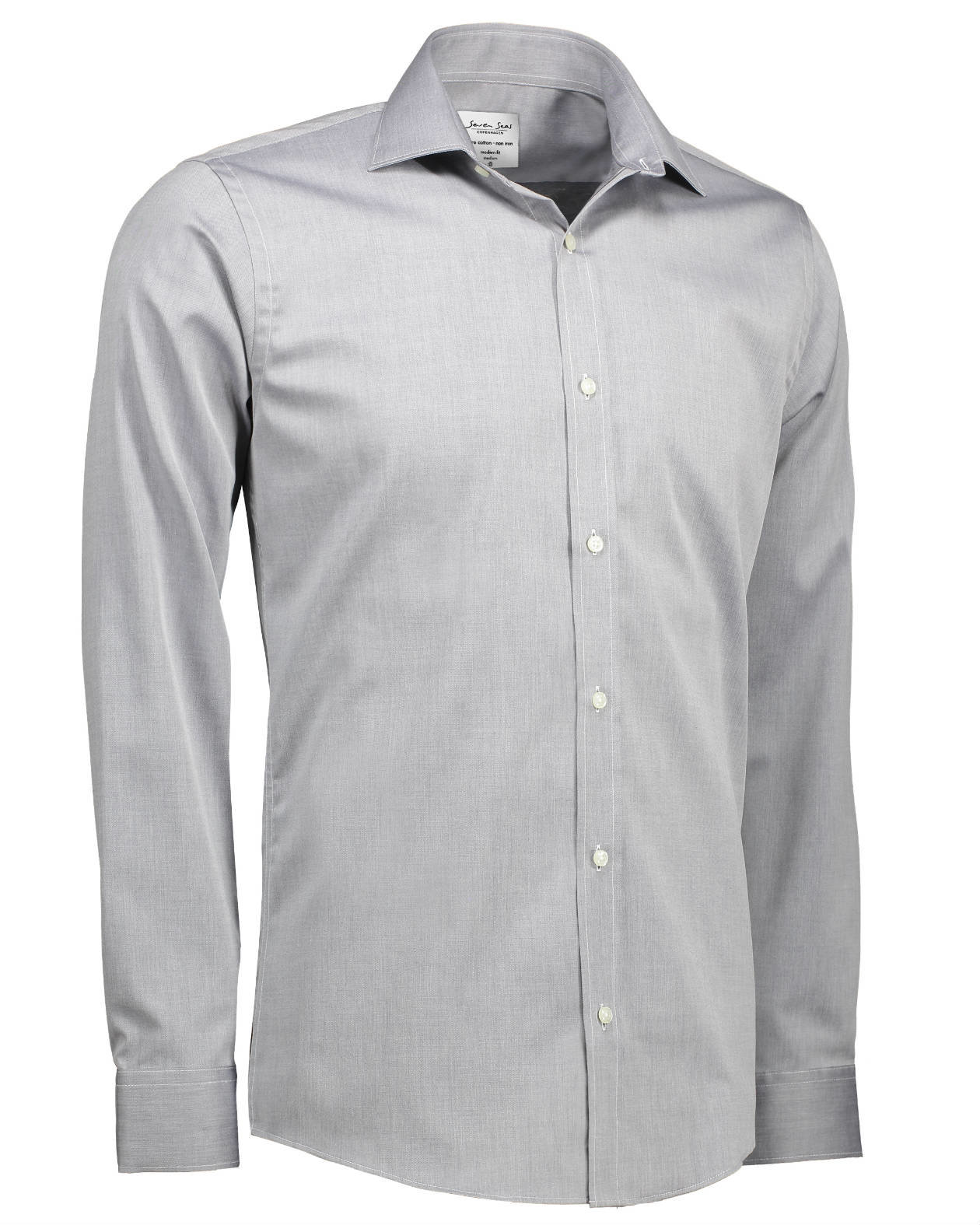 Seven Seas Fine Twill Slim fit skjorta, Silver Grey, large image number 3