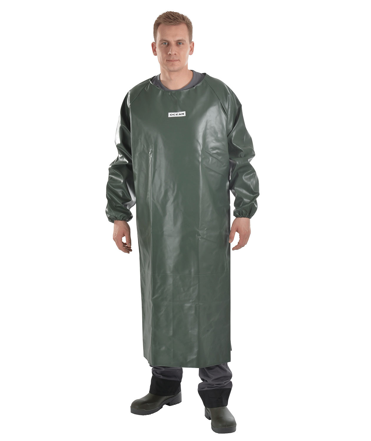 Ocean Offshore Pro PVC/PU br&ouml;stlappsf&ouml;rkl&auml;de med &auml;rmar, Olivgr&ouml;n