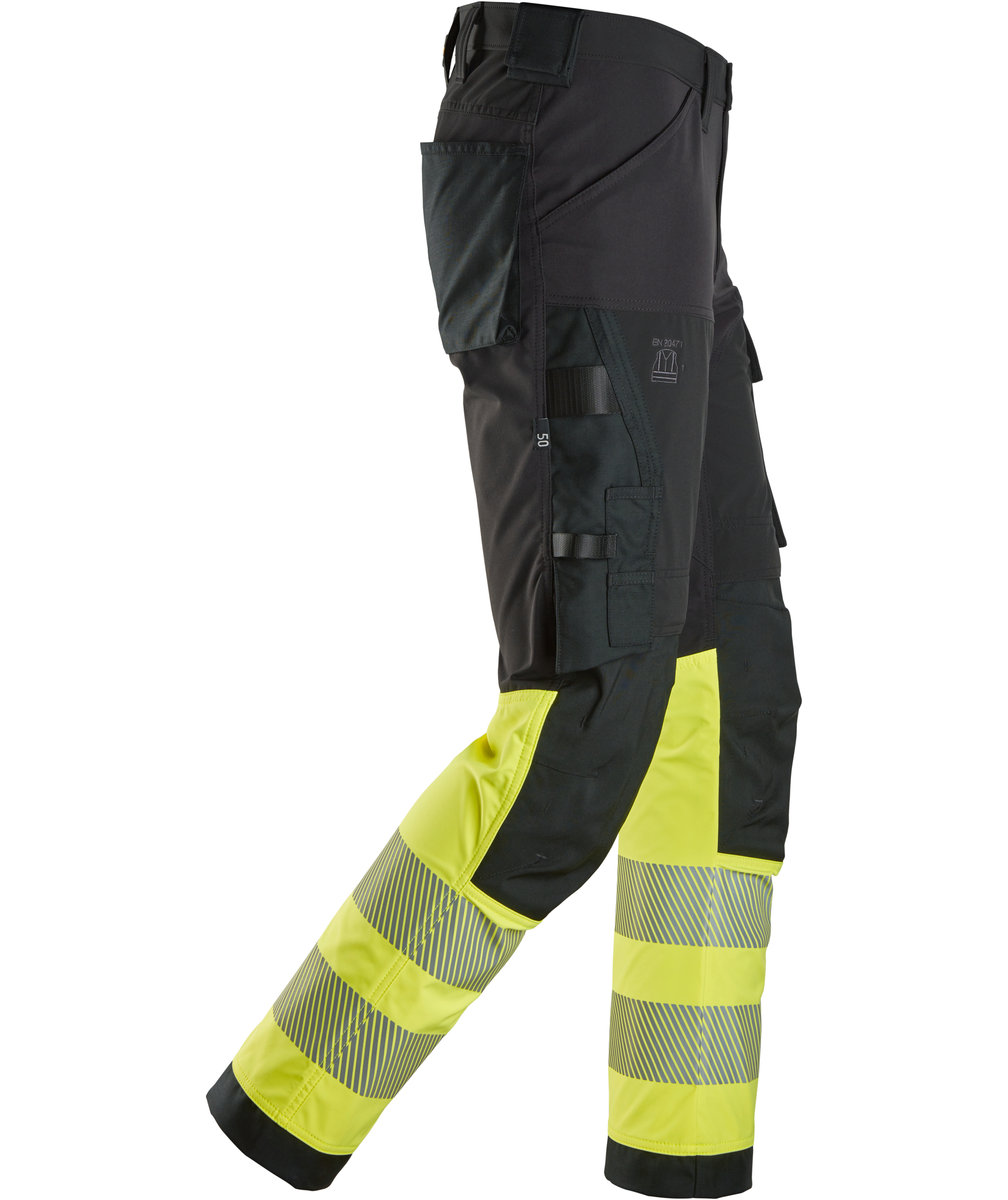 Snickers work trousers 6335 full stretch, Hi-Vis Black/Yellow, large image number 2