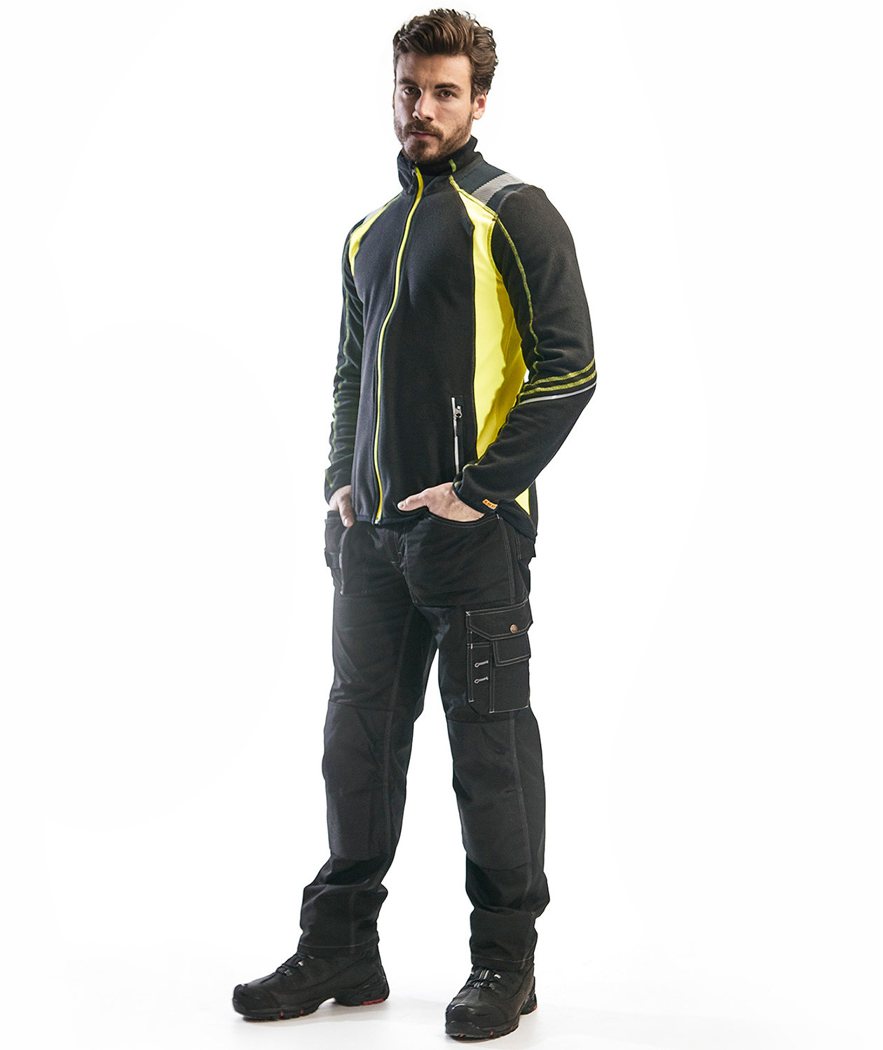 Bl&aring;kl&auml;der Visible microfleecegenser, Svart/Hi-Vis Gul