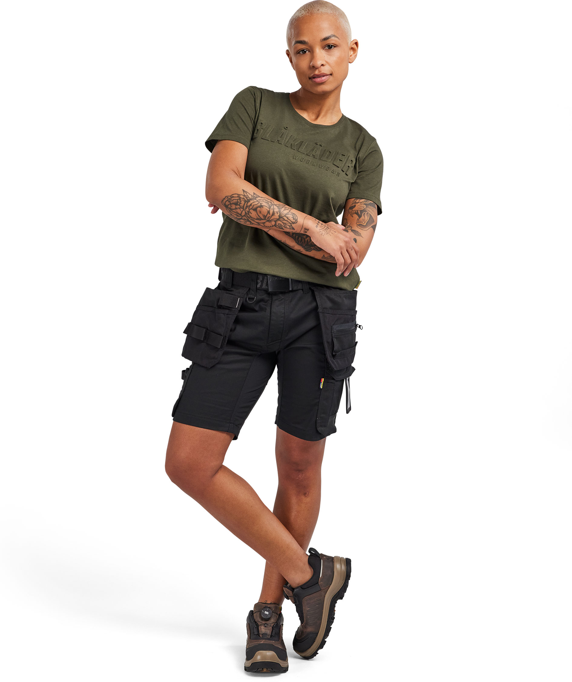 Bl&aring;kl&auml;der dame h&aring;ndverkershorts, Svart