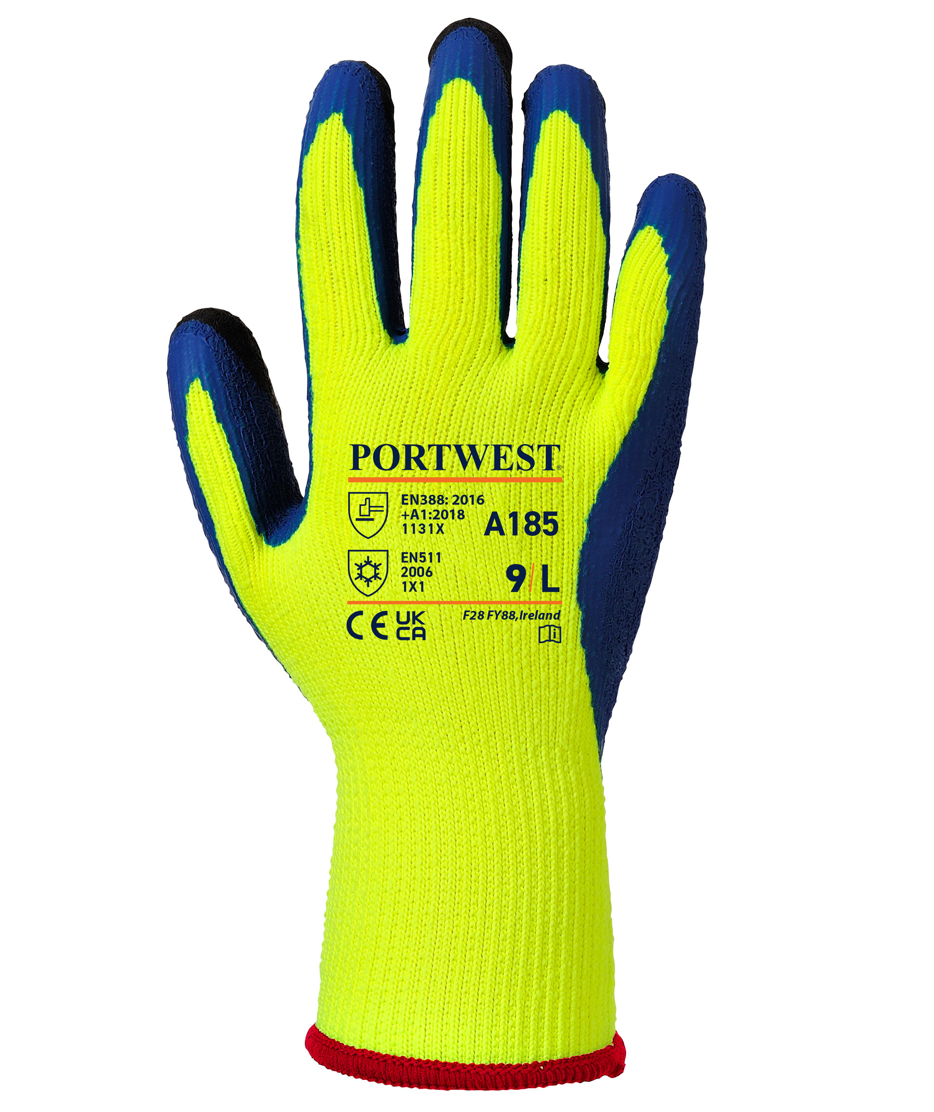 Portwest A185 Duo-Therm handsker, Gul/Bl&aring;