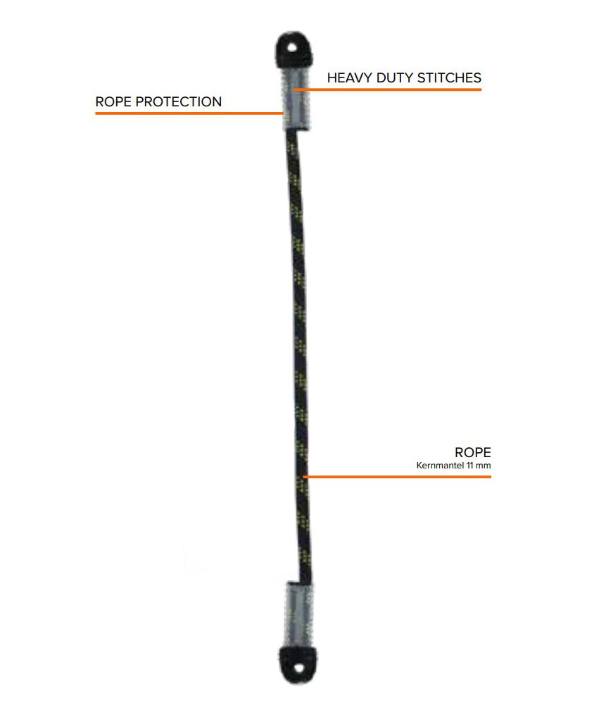 Fall Safe FS082 livlina med karbinhakar, Svart