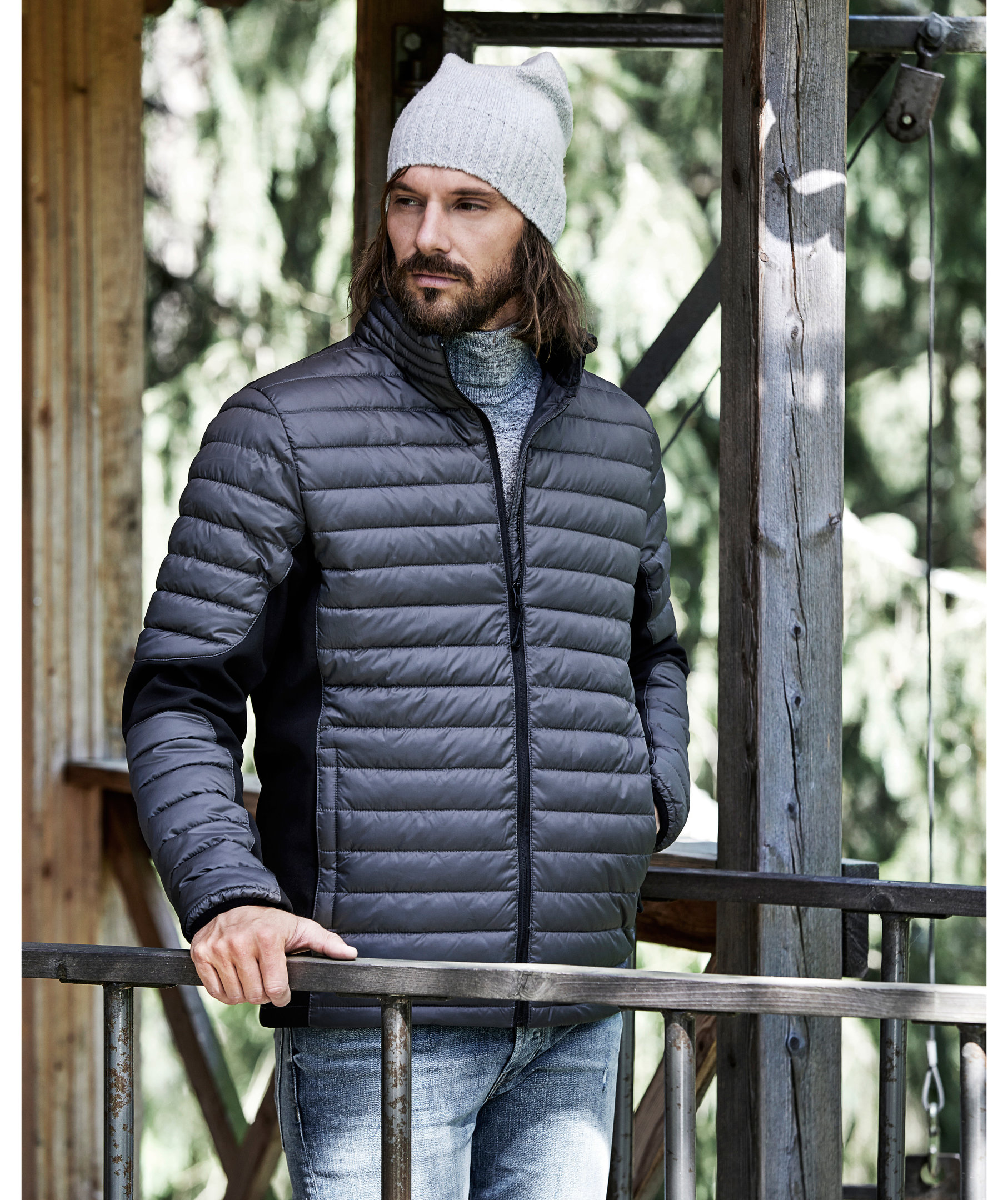 Tee Jays Crossover hybridjakke, Gr&aring;/Sort, large image number 1