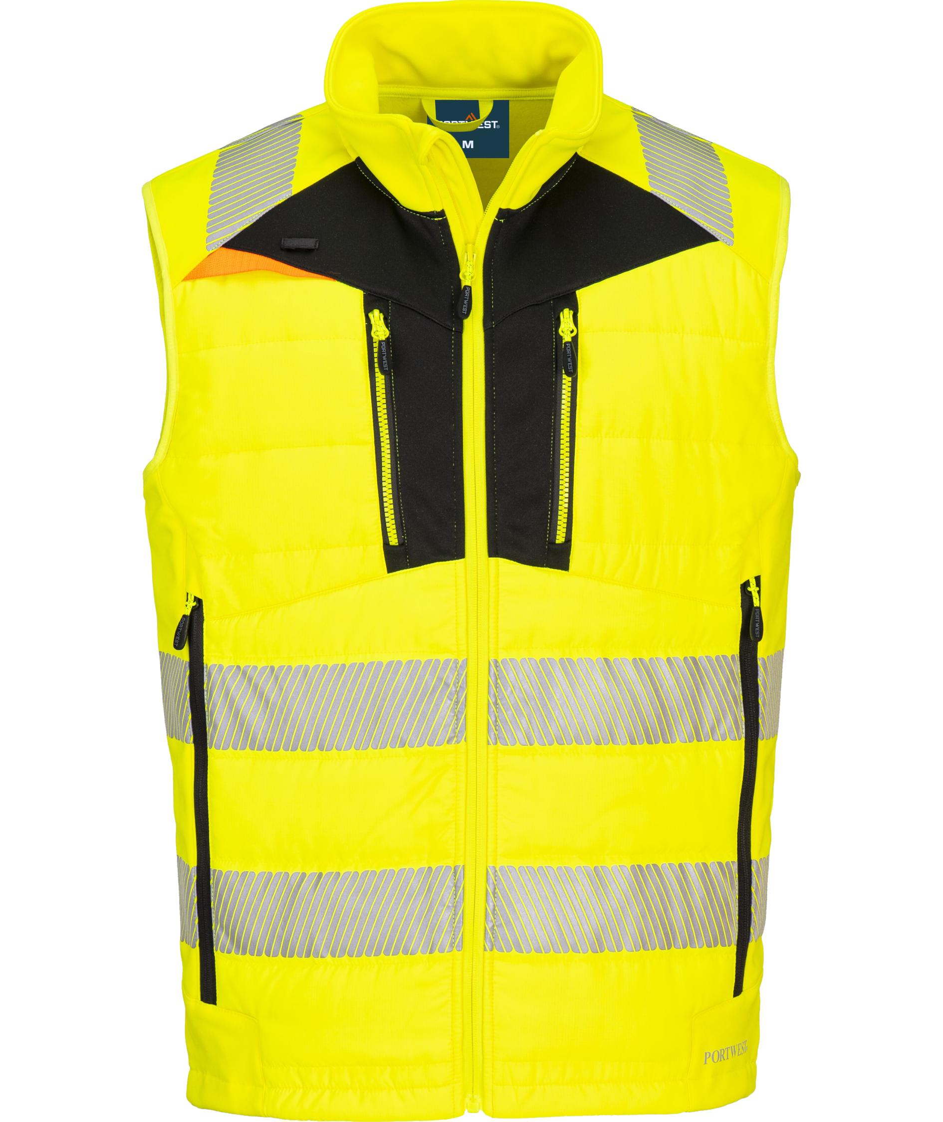 Portwest DX4 softshell v&auml;st, Varsel Gul/Svart