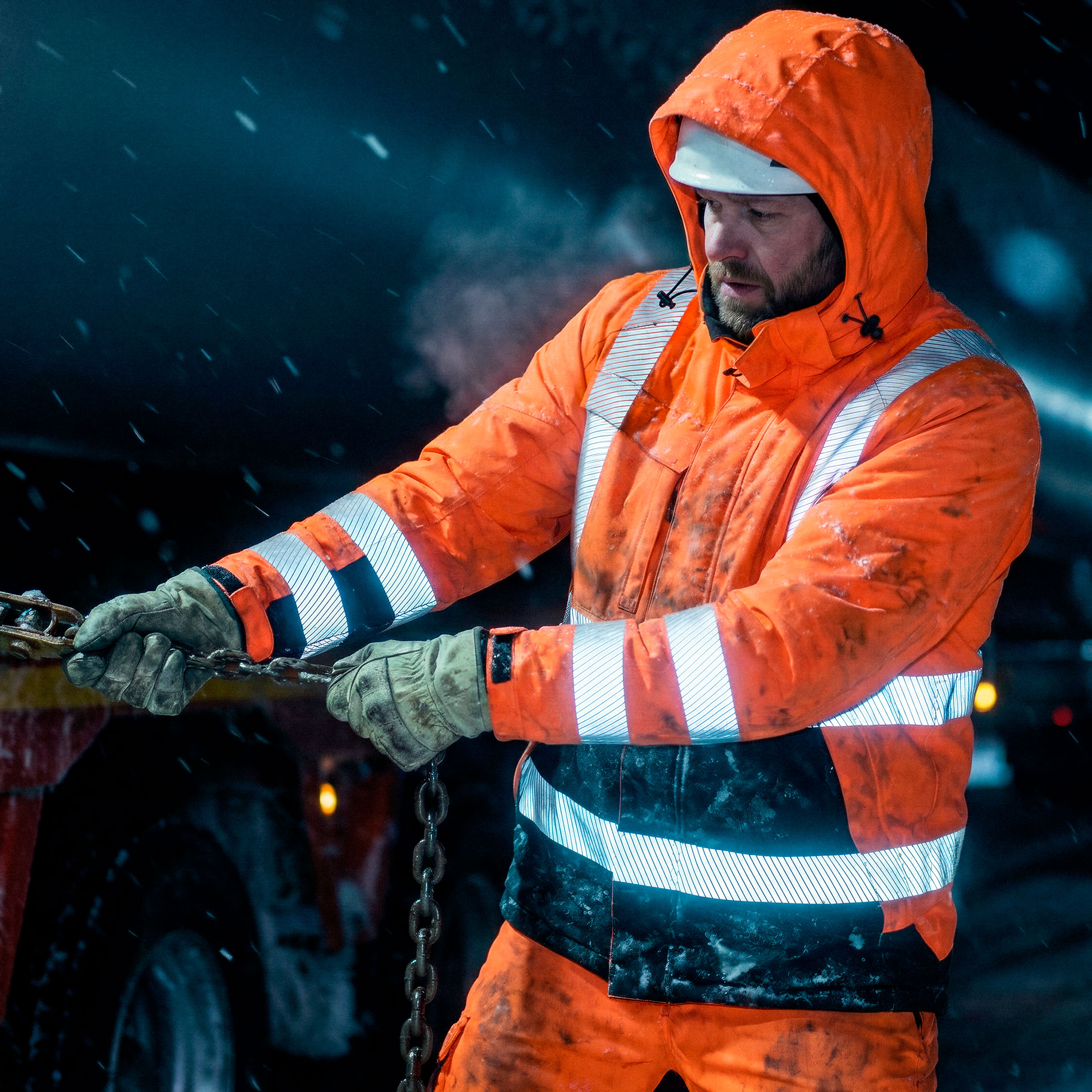 ELKA Visible Xtreme vinterjakke full stretch, Hi-Vis Oransje/Svart, large image number 1