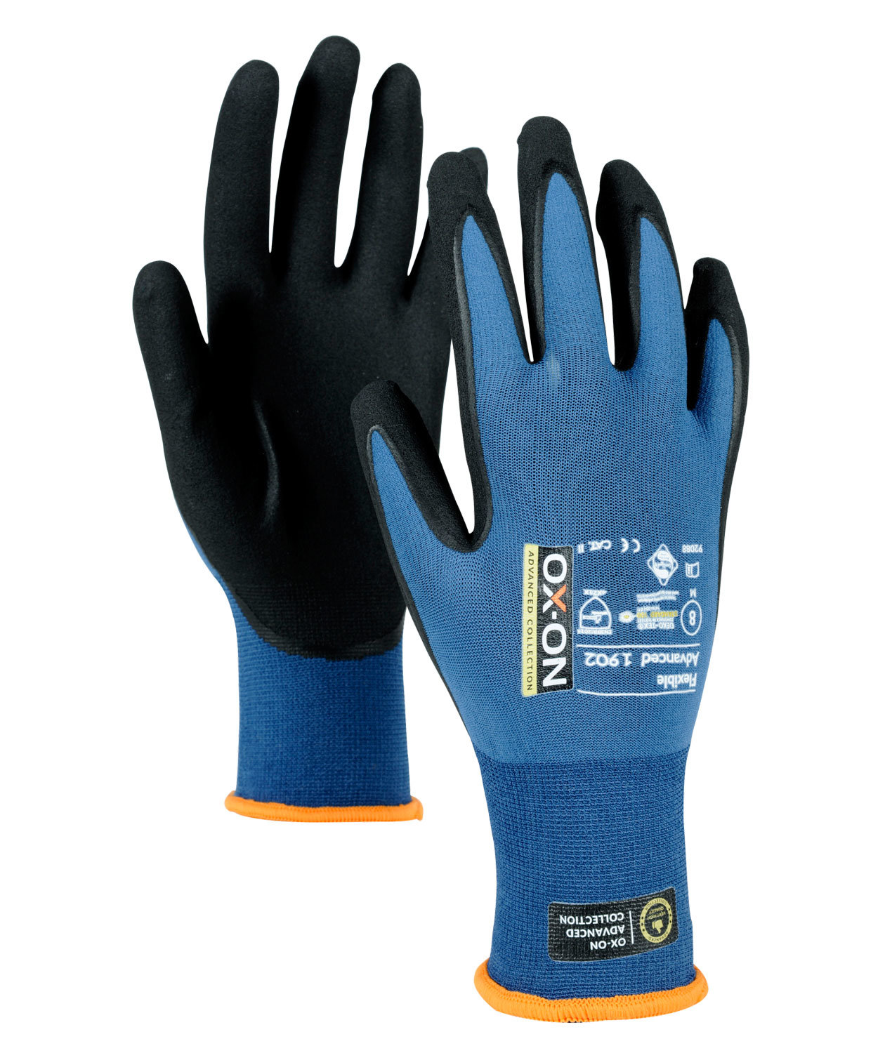 OX-ON Flexible Advanced 1902 arbeidshansker, Bl&aring;/Svart, large image number 0