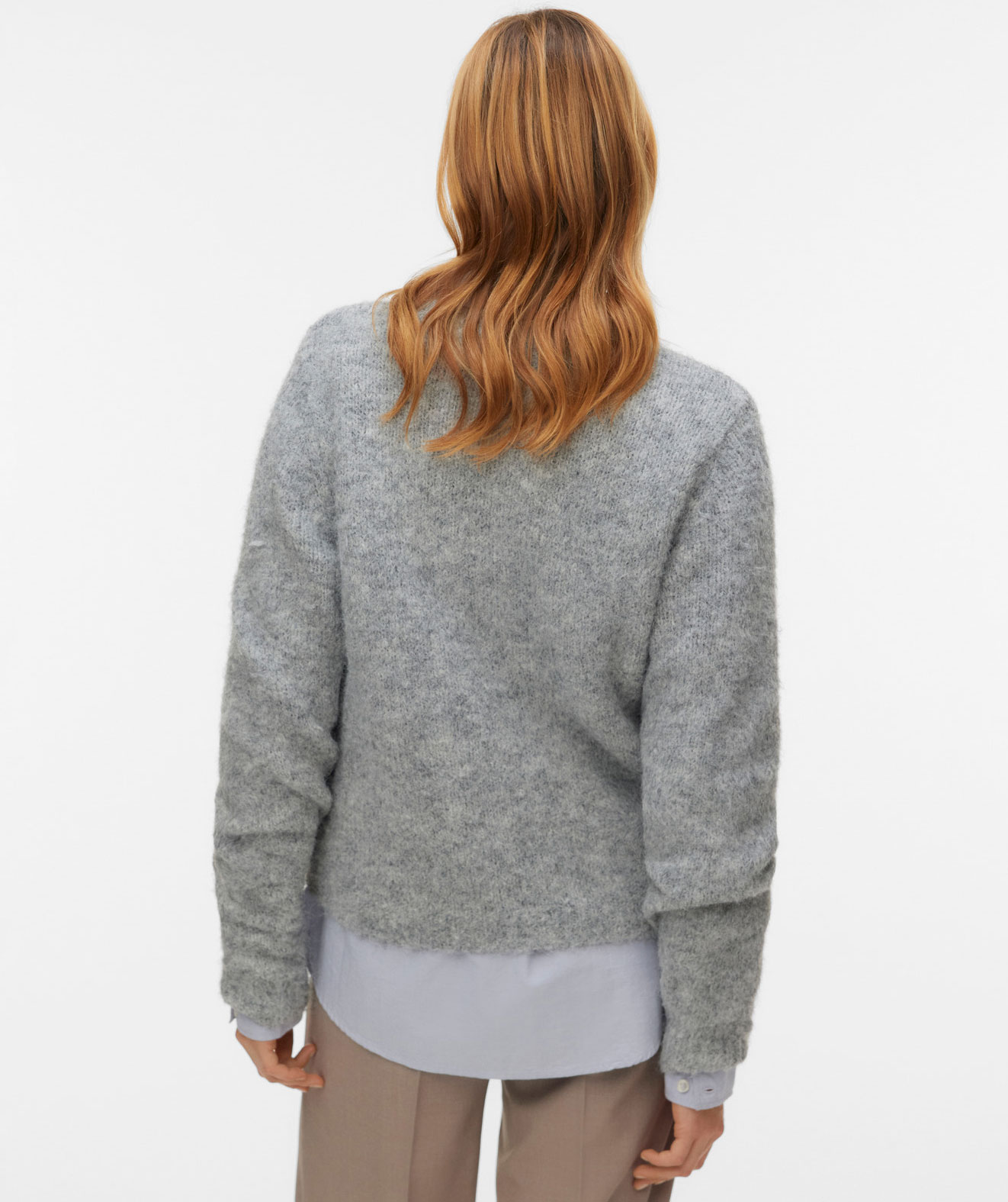Vero Moda VMNOVAH Damen Strickpullover mit Wolle, Medium Grey Melange, large image number 2