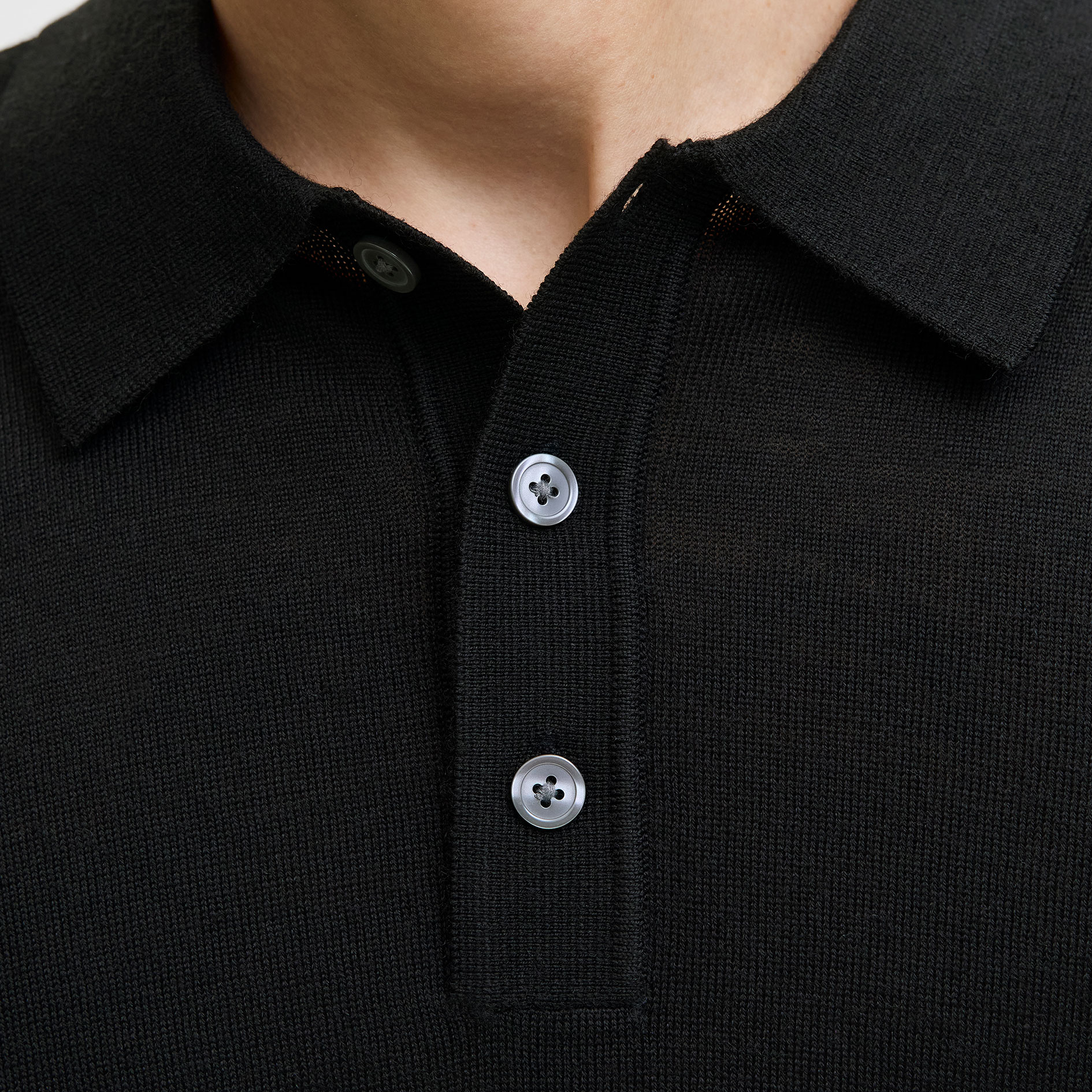 Jack & Jones Premium JPRBLAMERINO knitted polo with merino wool, Black, large image number 3