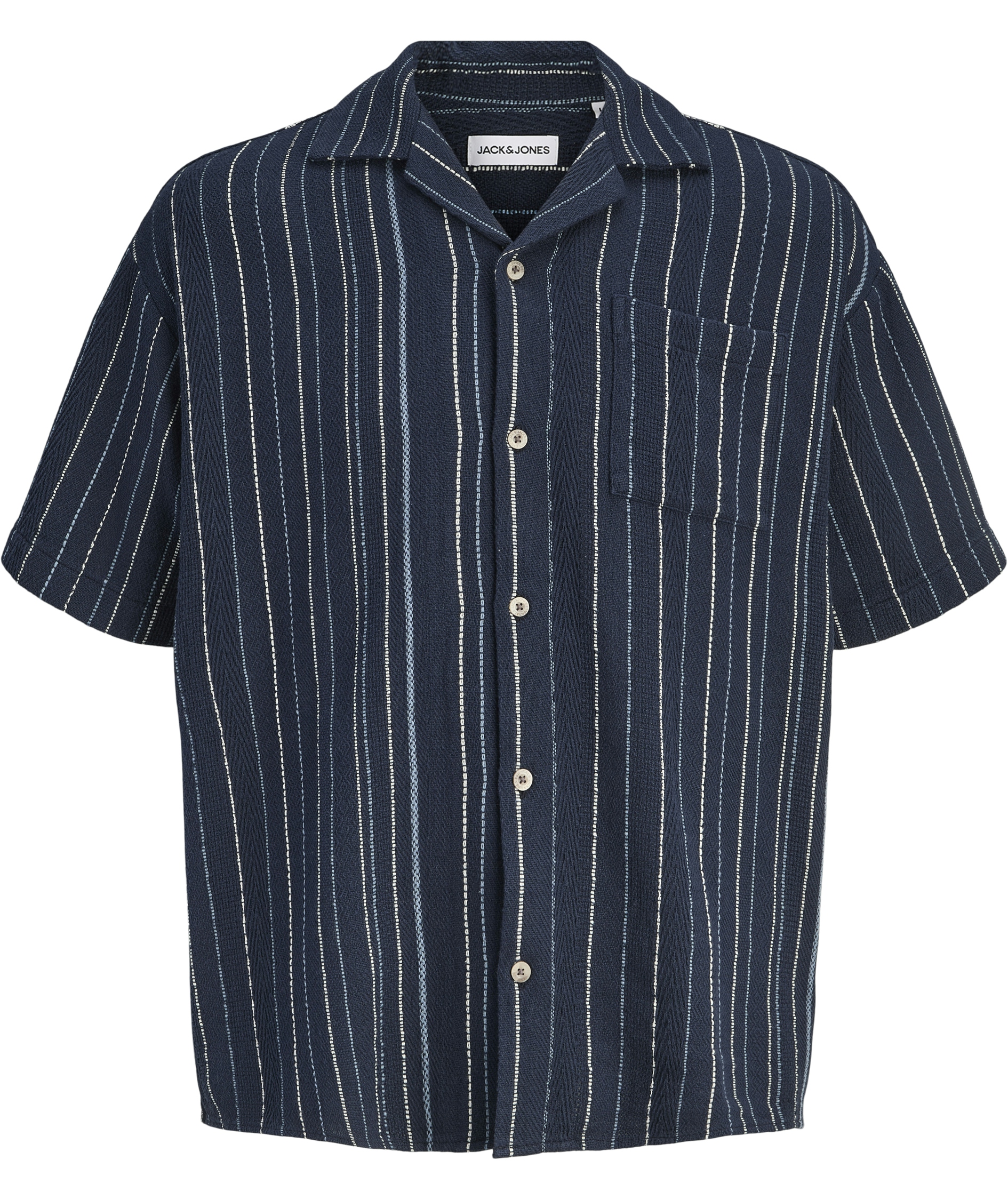 Jack & Jones JJEBRADLEY STRIPE RESORT short-sleeved shirt, Navy Blazer, Navy Blazer, swatch