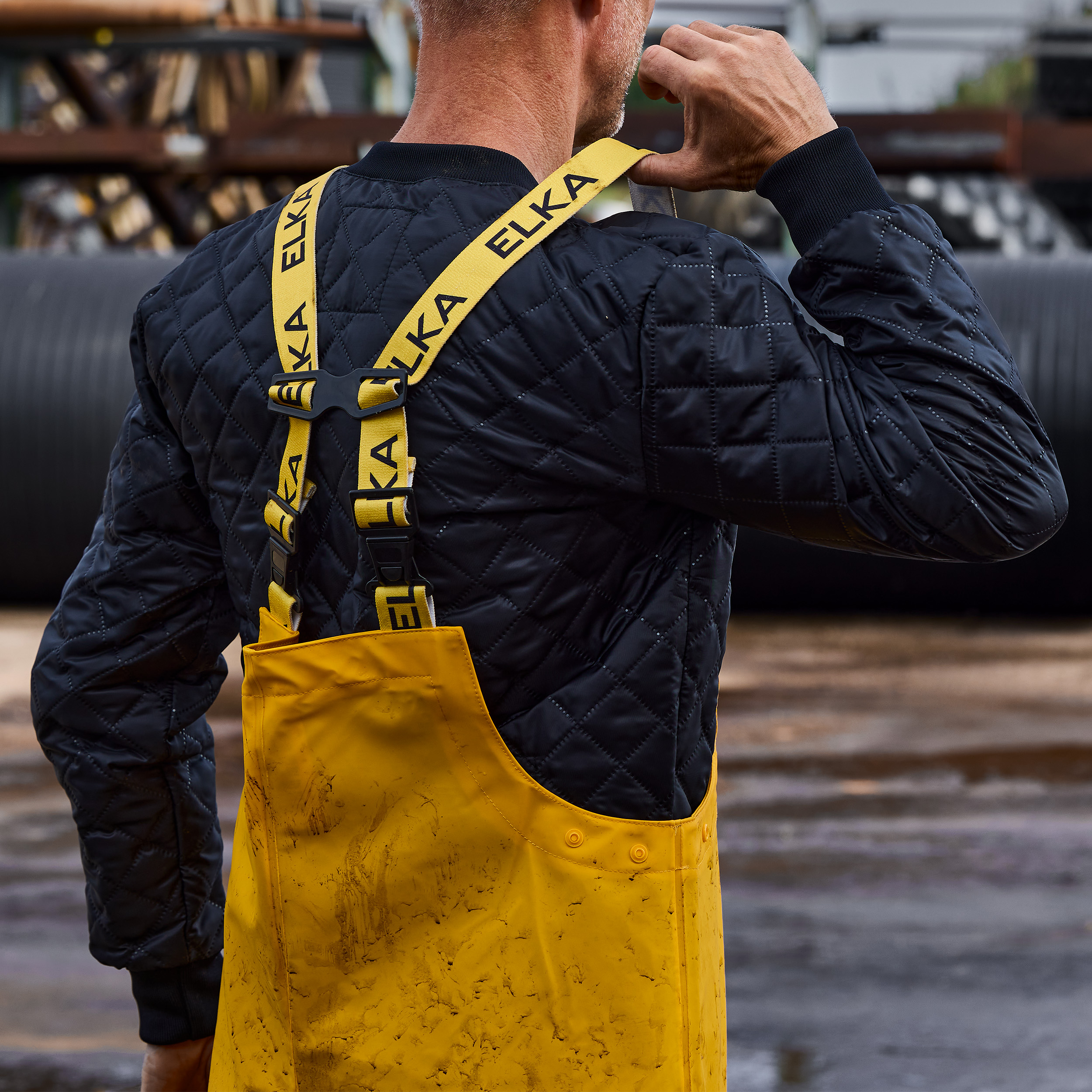 ELKA Elements PU/PVC regnh&auml;ngselbyxa, Gul, large image number 3