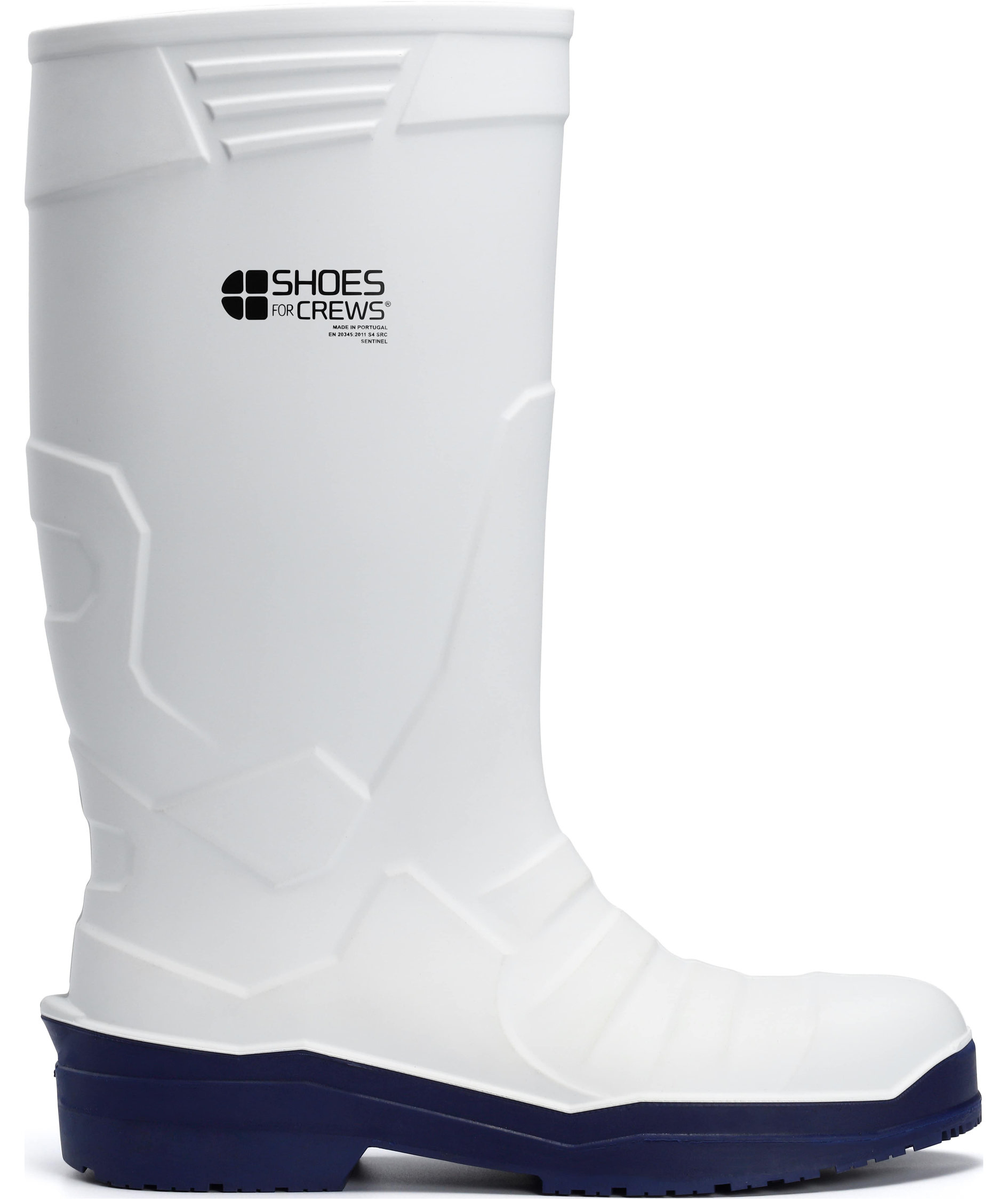 Shoes For Crews skyddgummist&ouml;vlar S4, Vit/Bl&aring;