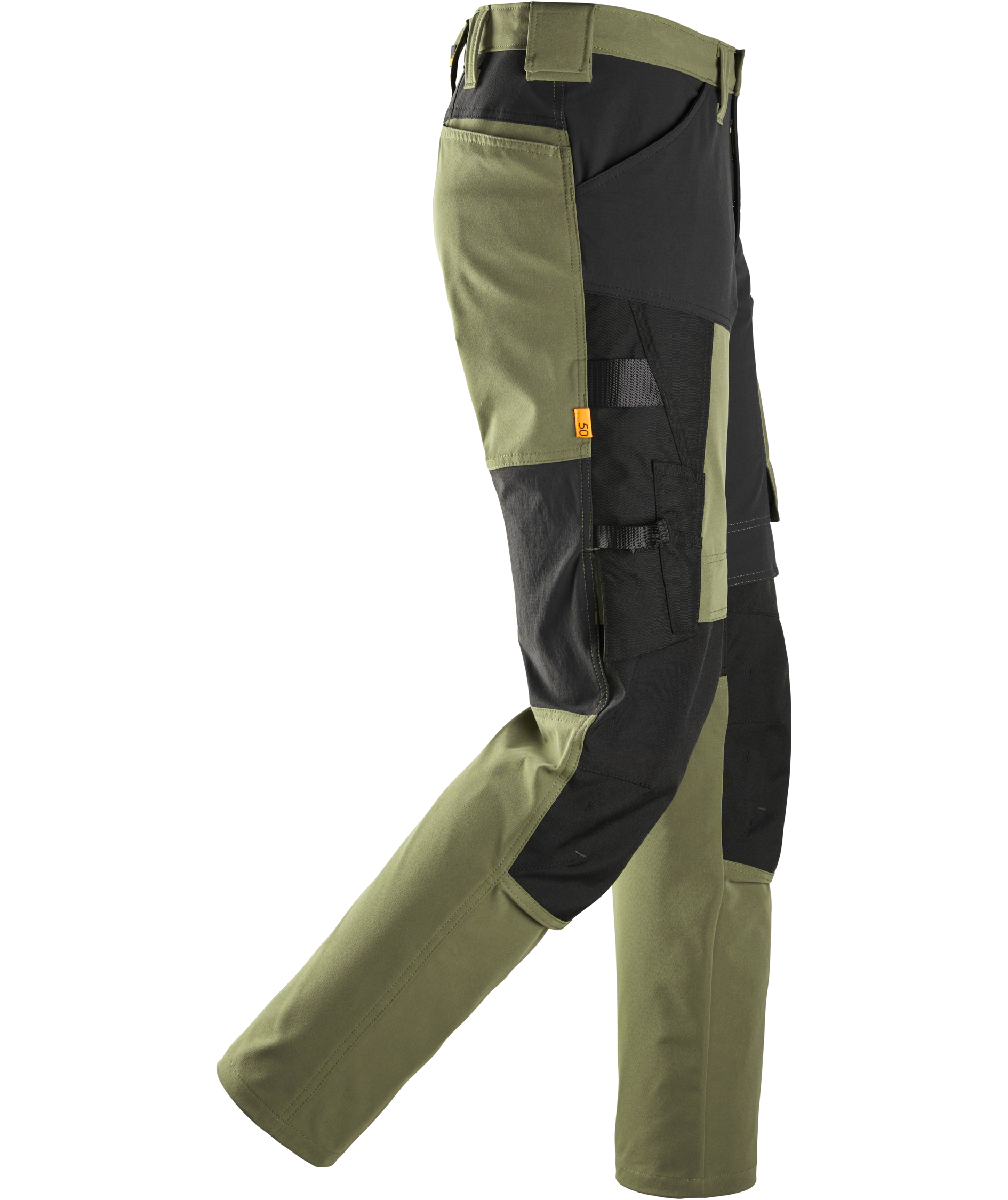 Snickers AllroundWork work trousers 6318 full stretch, Khaki Green/Black, large image number 2