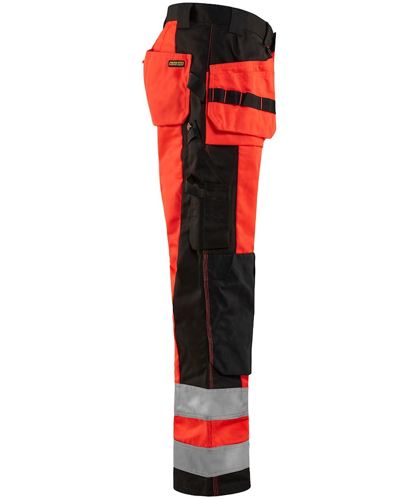 Bl&aring;kl&auml;der h&aring;ndverkerbukse, Hi-vis R&oslash;d/Svart, large image number 3