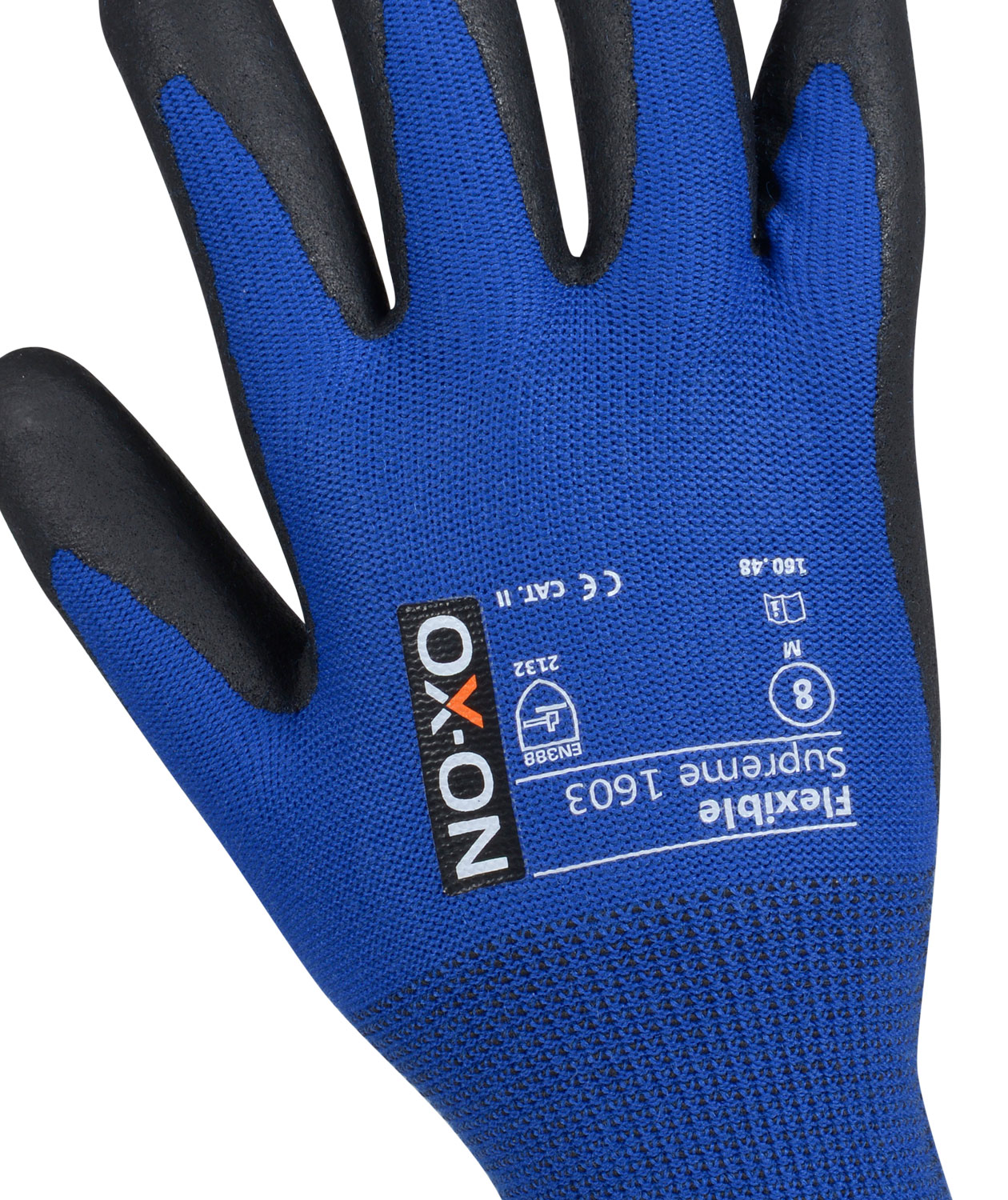 OX-ON Flexible Supreme 1603 arbetshandskar, Bl&aring;/Svart