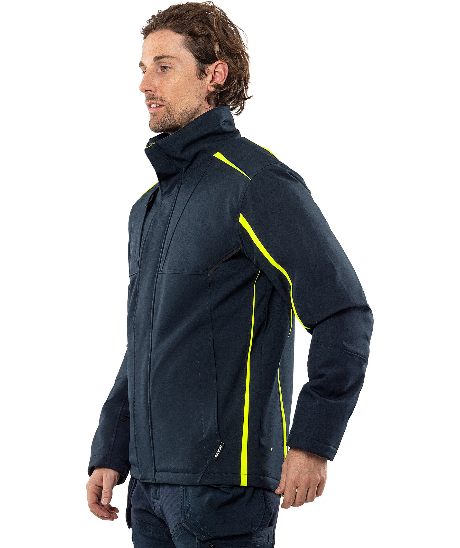 Fristads Softshell Winterjacke 4931 GSW full stretch, Dunkel Marine/Hi-Vis Gelb, large image number 6