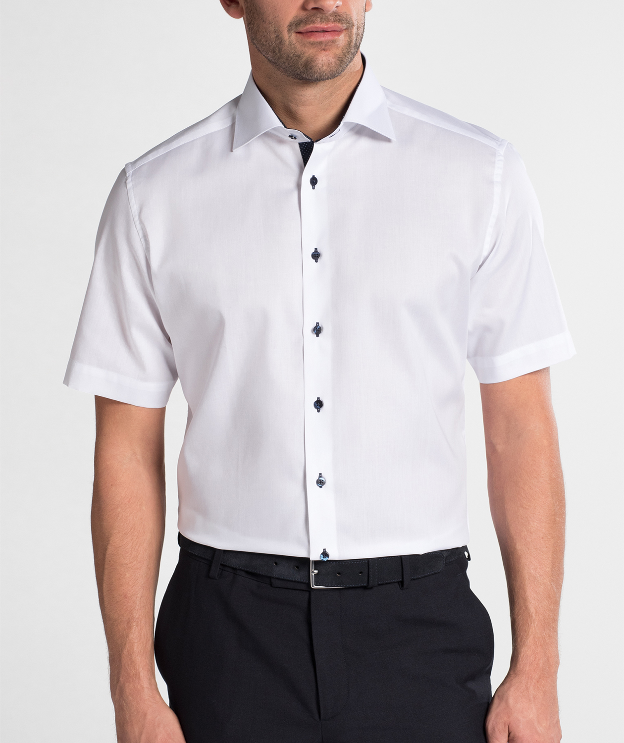Eterna Fein Oxford Modern fit kort&auml;rmad skjorta, White