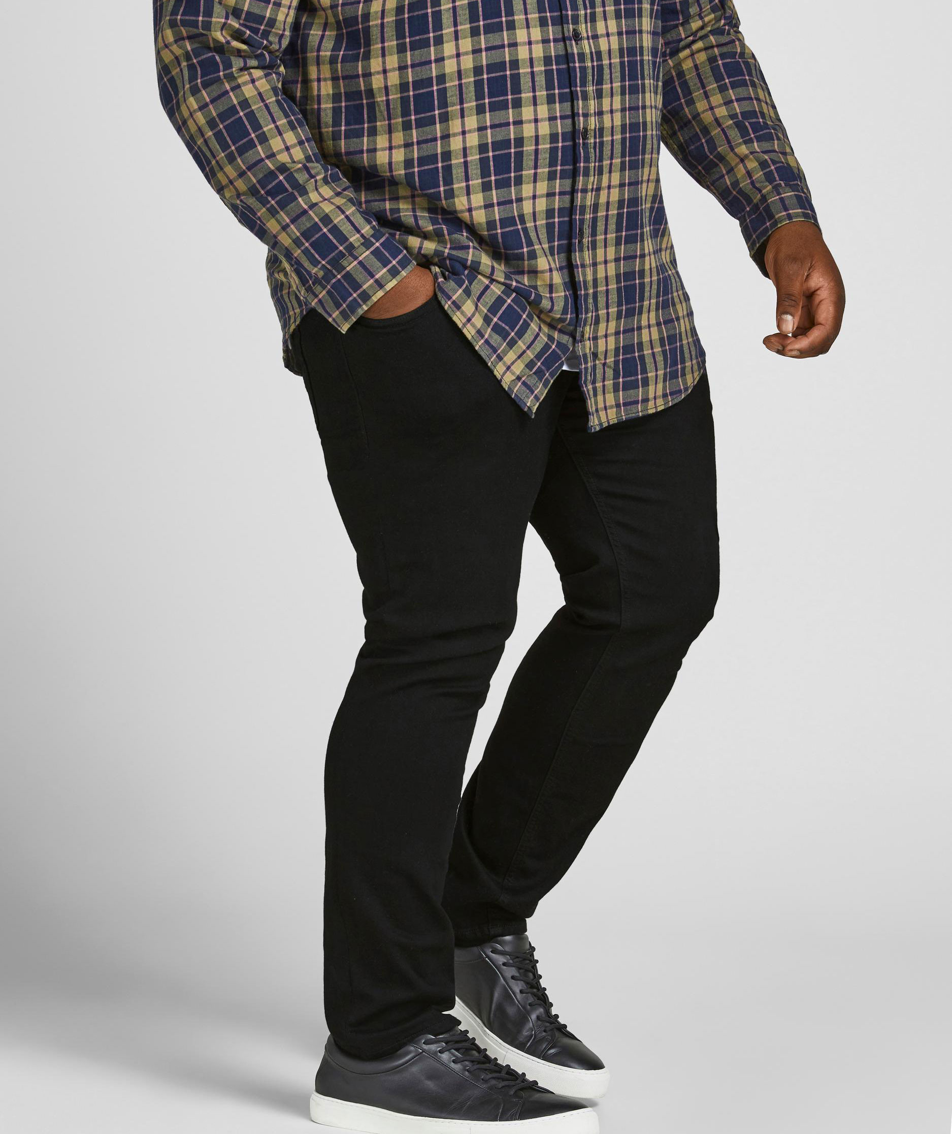 Jack & Jones JJITIM JJORIGINAL AM816 Plus Size Slim Fit Jeans, Black Denim