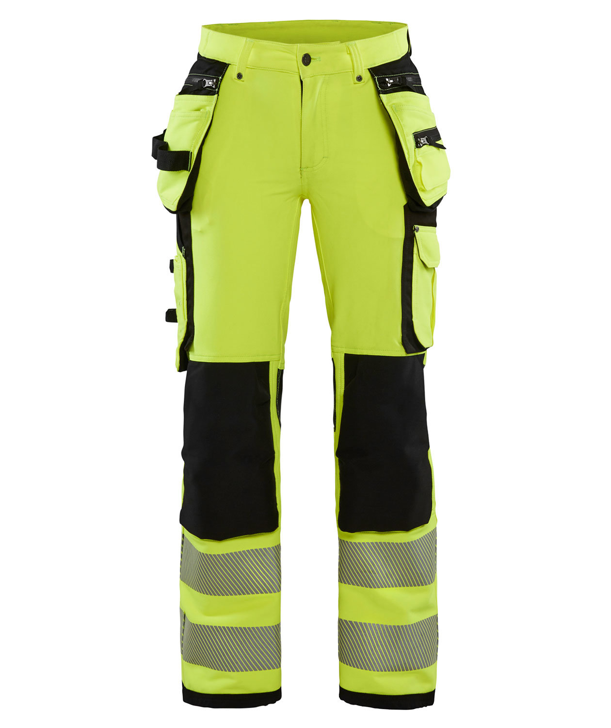 Bl&aring;kl&auml;der hantverksbyxa dam full stretch, Varsel Gul/Svart