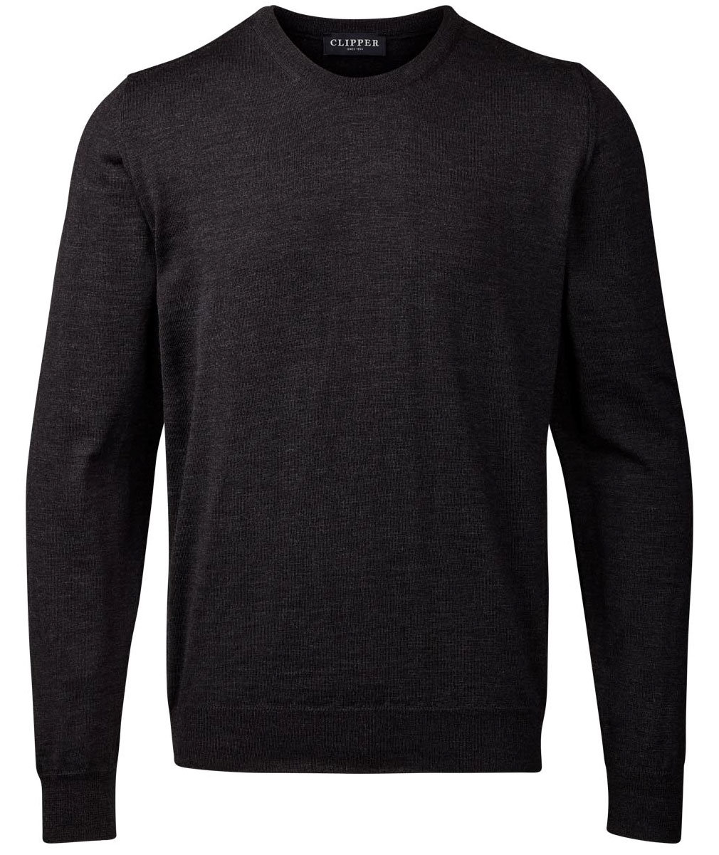 Clipper Milan stickad tr&ouml;ja med merinoull, Charcoal