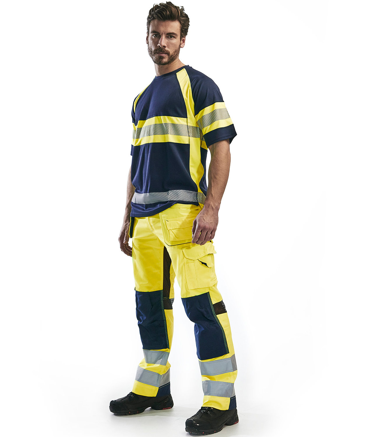Bl&aring;kl&auml;der craftsman trousers, Hi-vis Yellow/Marine, large image number 1