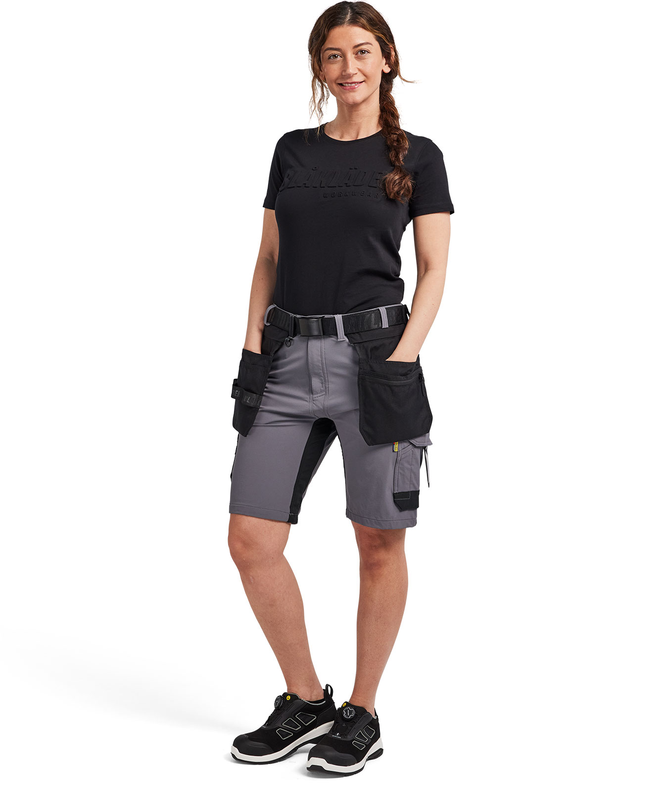 Bl&aring;kl&auml;der Damen Handwerkershorts full stretch, Mittelgrau/schwarz, large image number 1