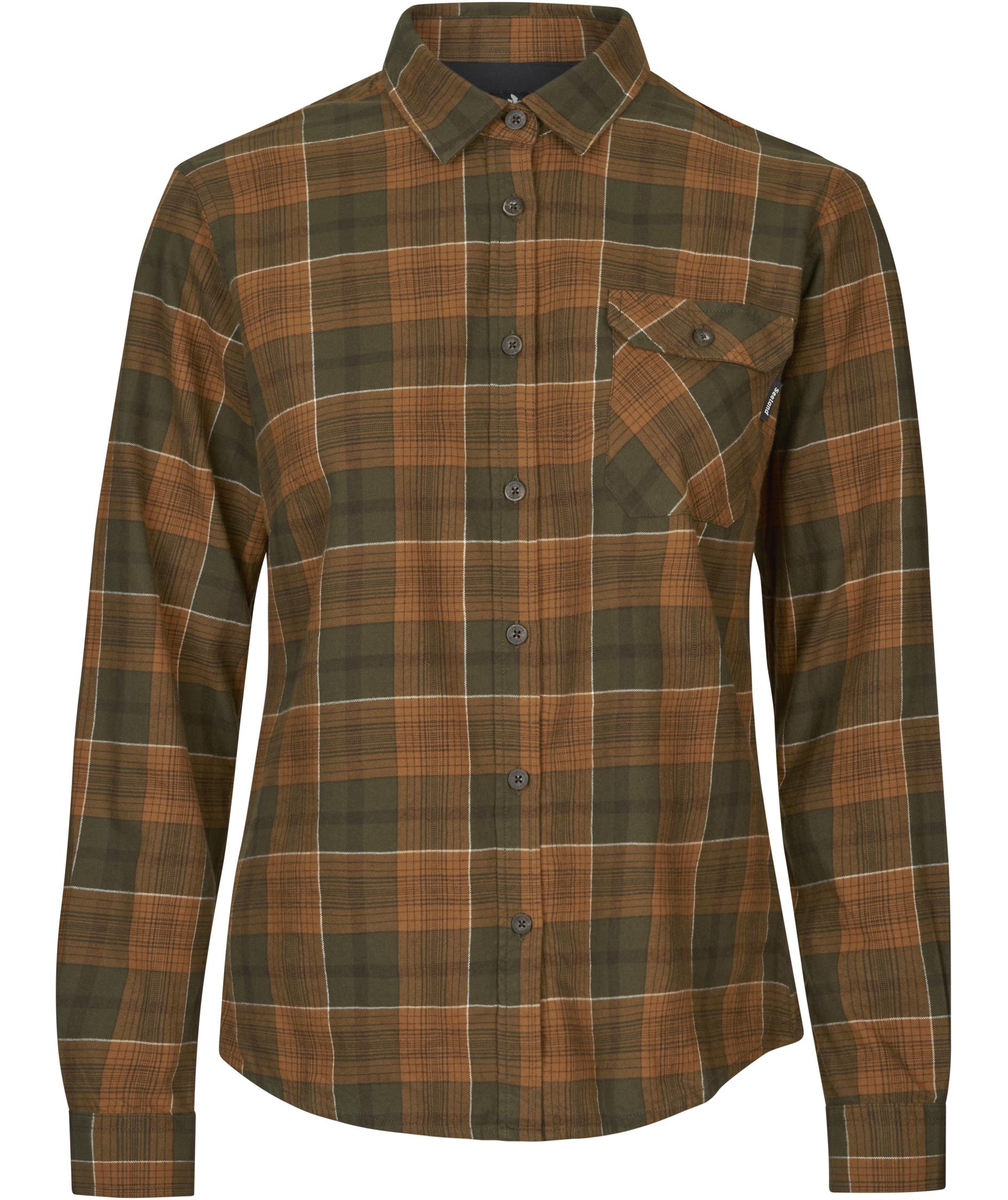 Seeland Skye Damen Flanellhemd, Grizzly Brown/Terracotta Check