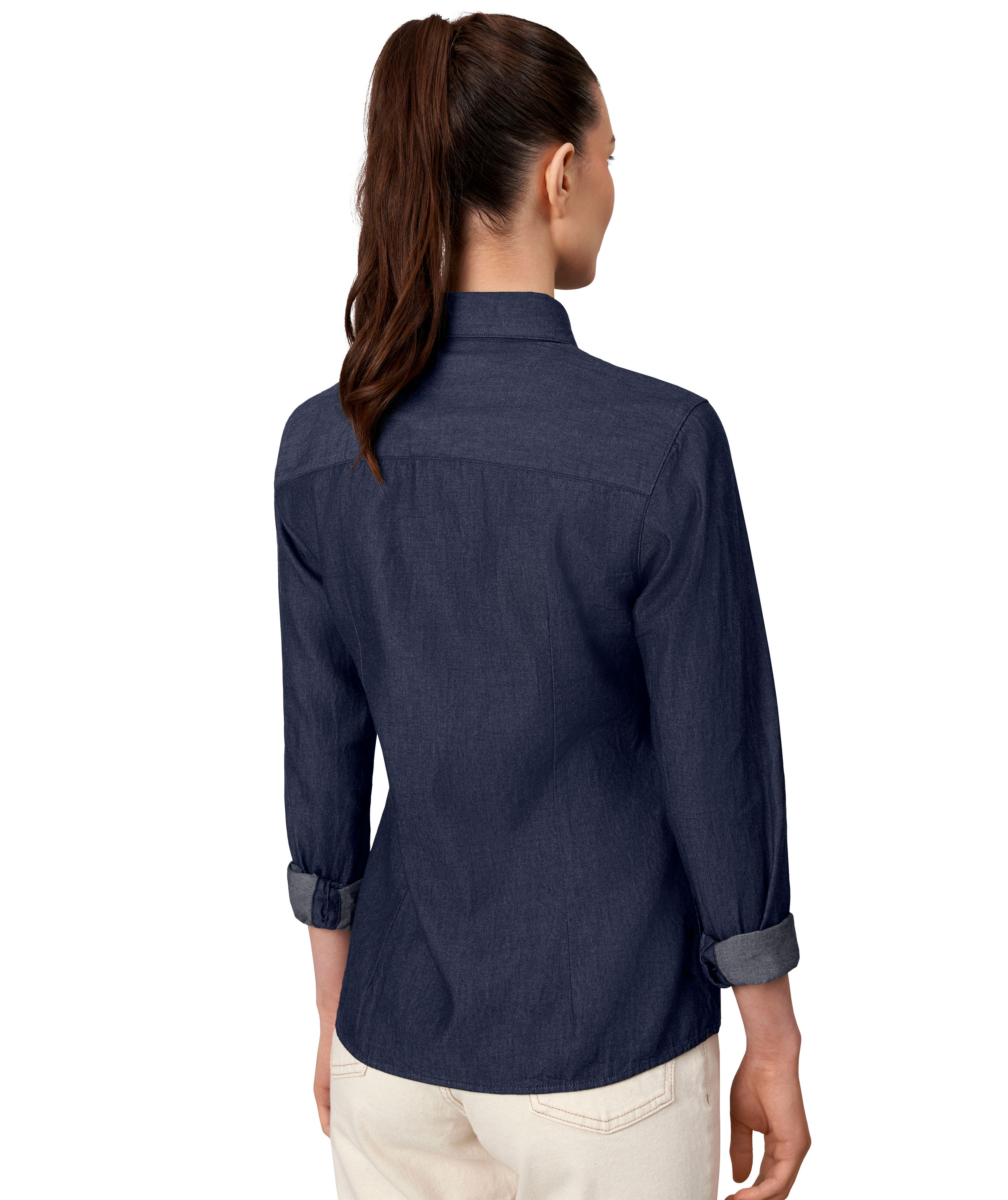 Seven Seas modern fit dameskjorte denim, Indigobl&aring;, large image number 3