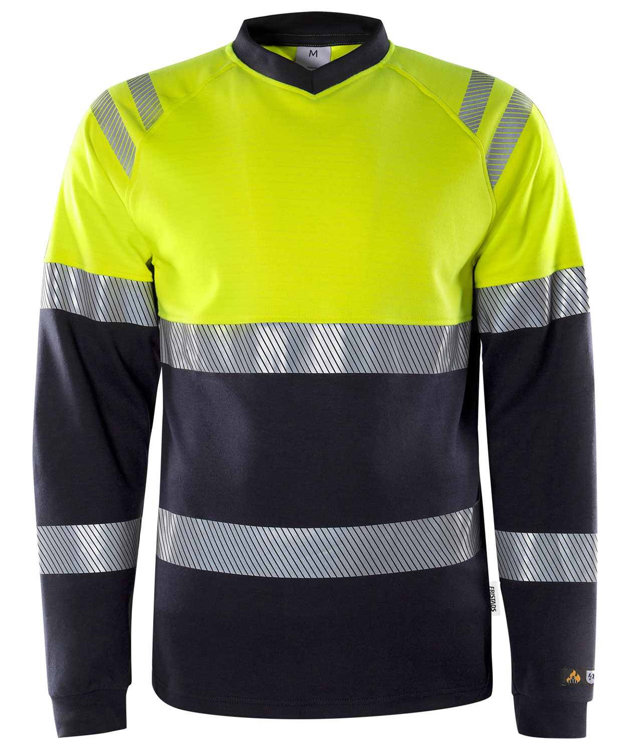 Fristads Flamestat l&aring;ng&auml;rmad T-shirt 7107 TFL, Varsel gul/marinbl&aring;, large image number 0