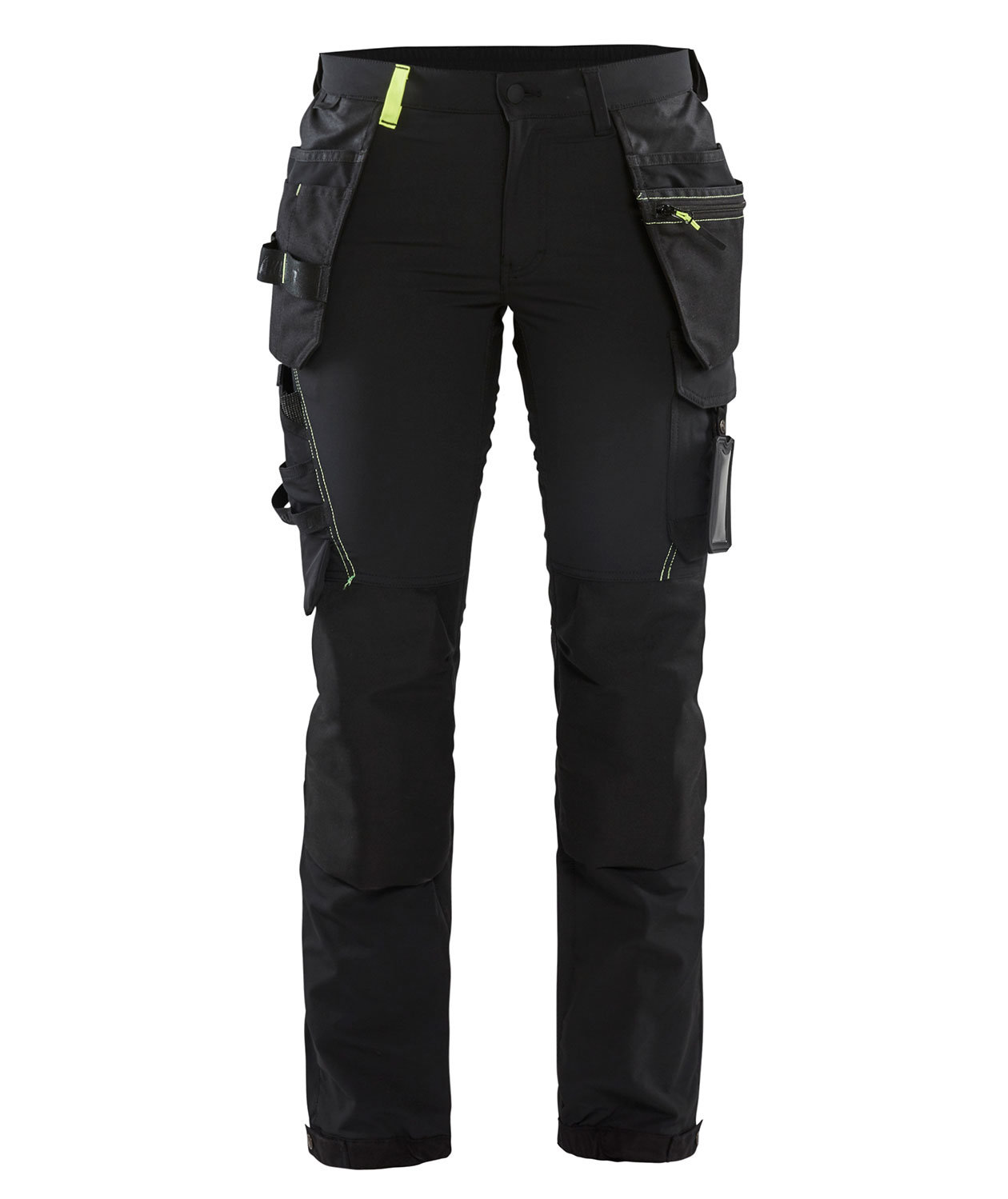 Bl&aring;kl&auml;der hantverksbyxa dam full stretch, Svart/Gul