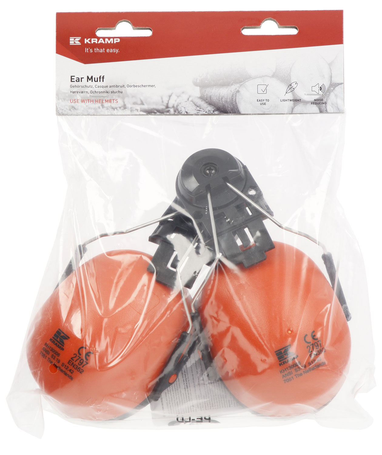 Kramp helmet mounted ear defenders, Orange, Orange, large image number 2