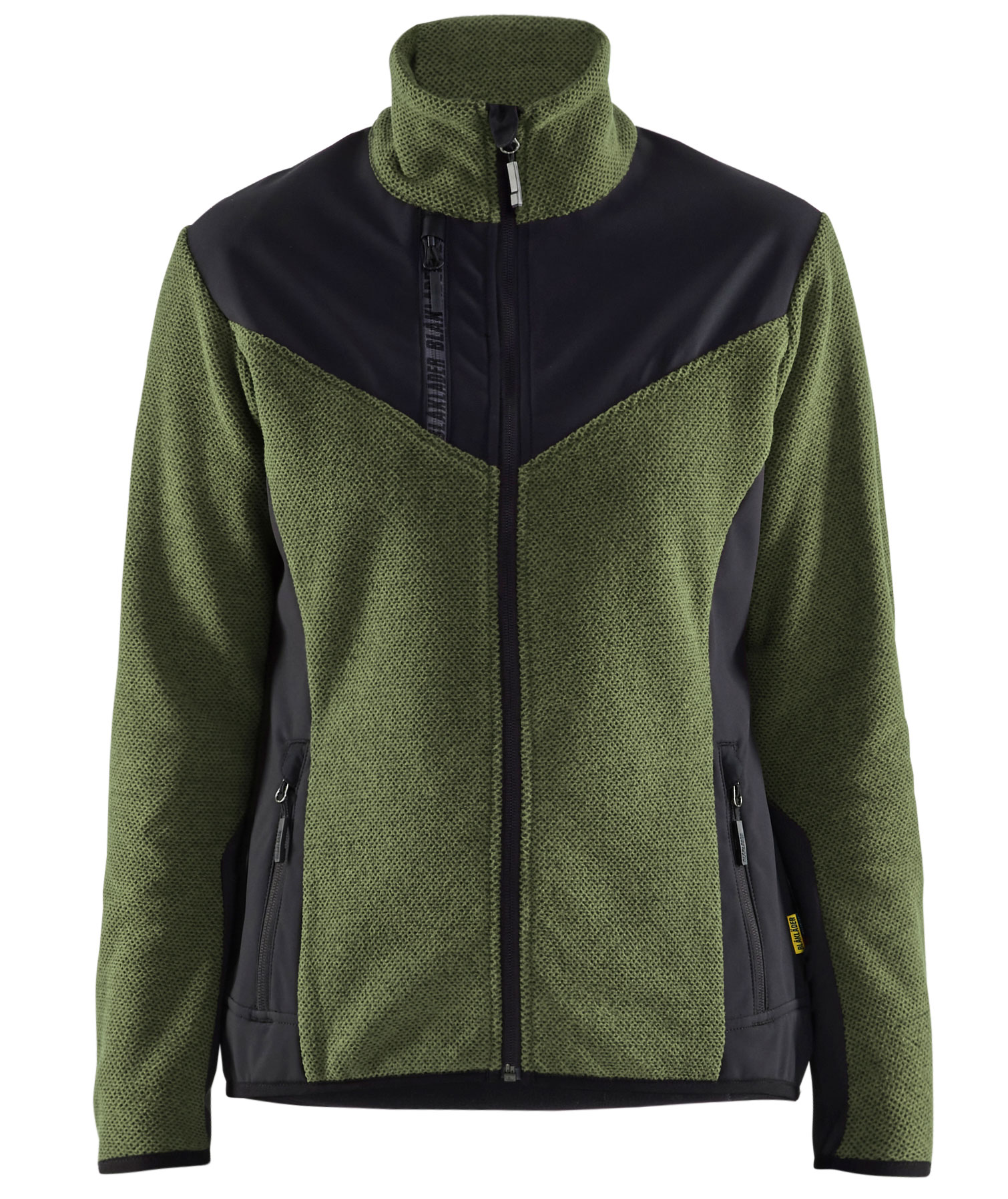 Bl&aring;kl&auml;der stickadjacka med softshell dam, H&ouml;stgr&ouml;nt/Svart