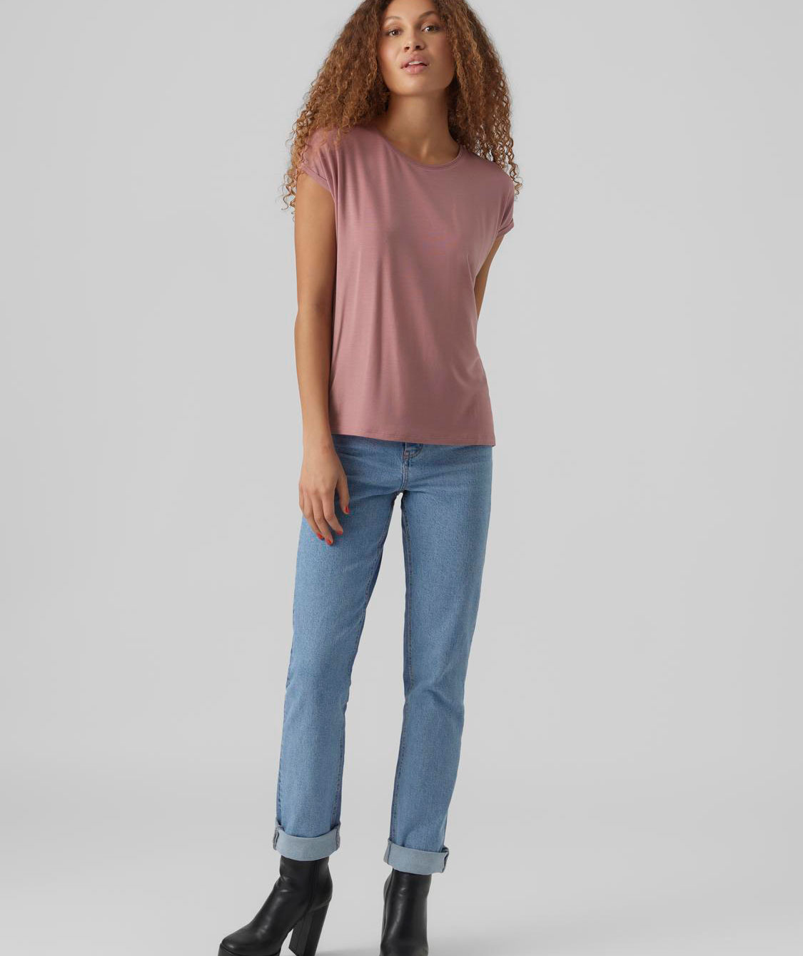 Vero Moda VMAVA PLAIN women's T-shirt, Nostalgia Rose, large image number 4