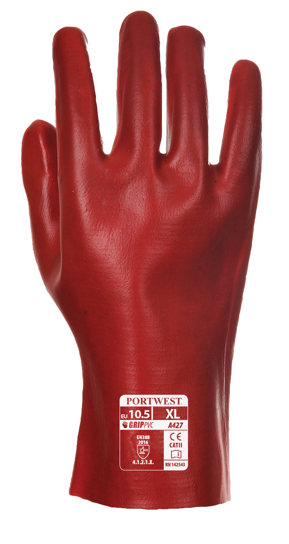 Portwest A427 PVC Schutzhandschuhe, 27 cm, Rot