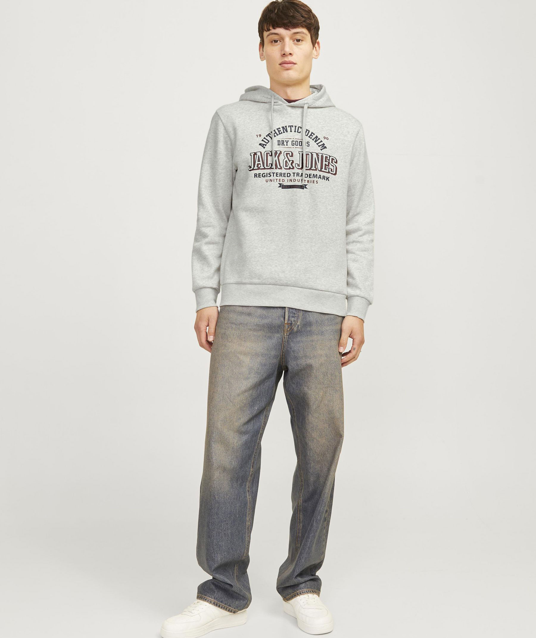 Jack & Jones JJELOGO hoodie, White melange, large image number 5