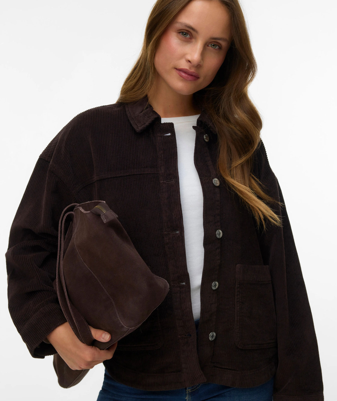 Vero Moda VMJAMIE corduroy skjortjacka dam, Chocolate Torte, large image number 4