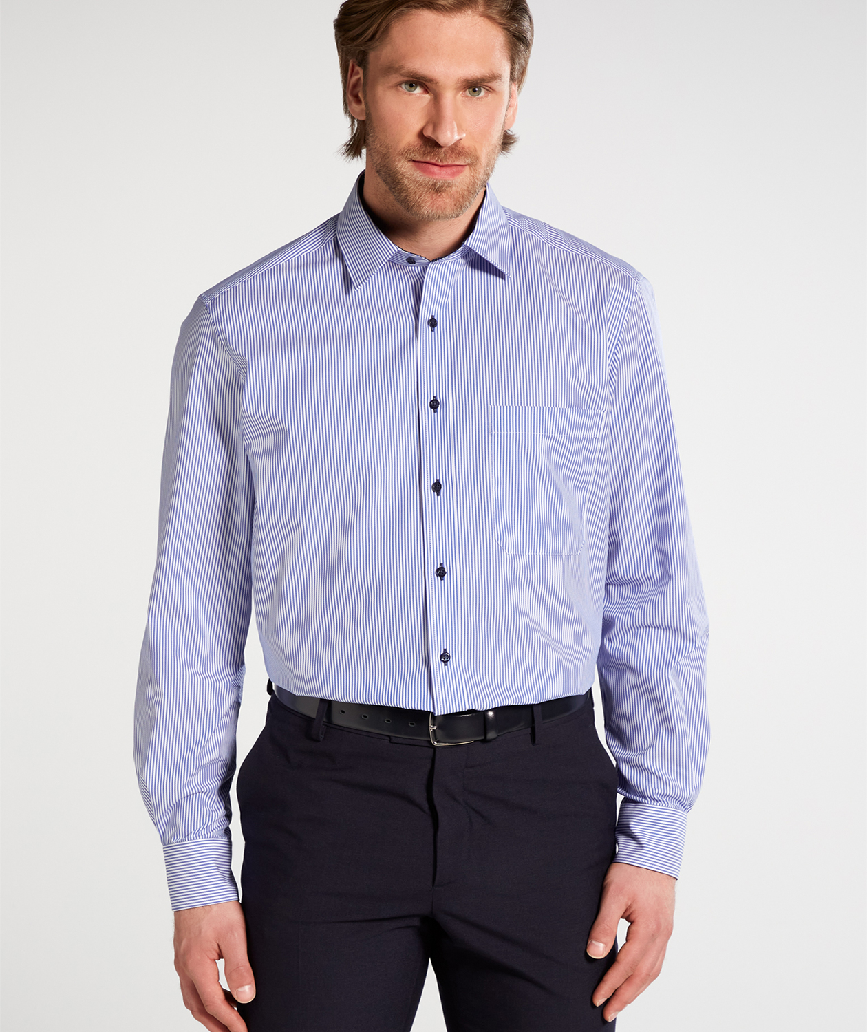 Eterna Comfort fit skjorte Twill, Bl&aring;