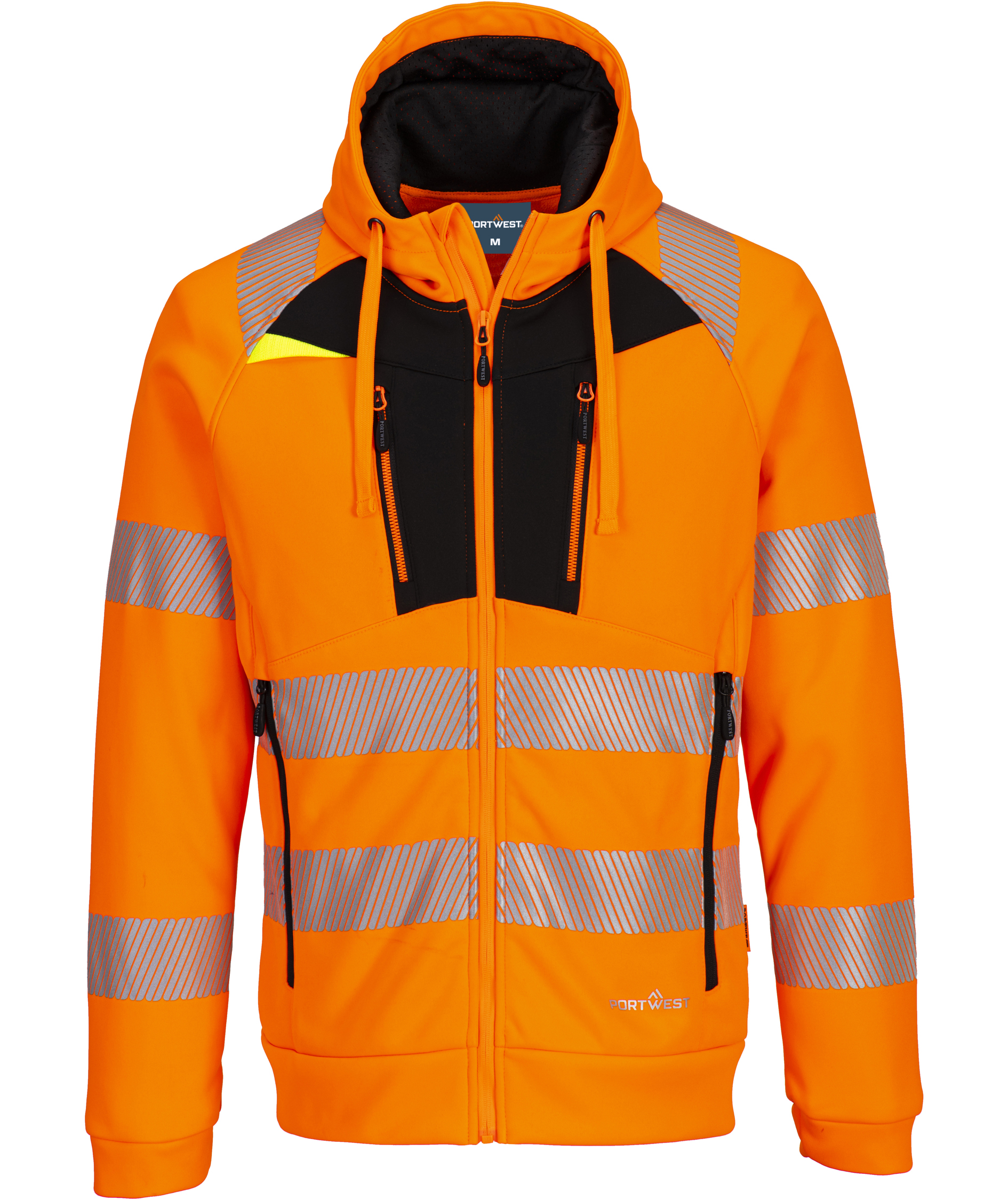 Portwest DX4 Hoodie mit Rei&szlig;verschluss, Hi-Vis Orange/Schwarz