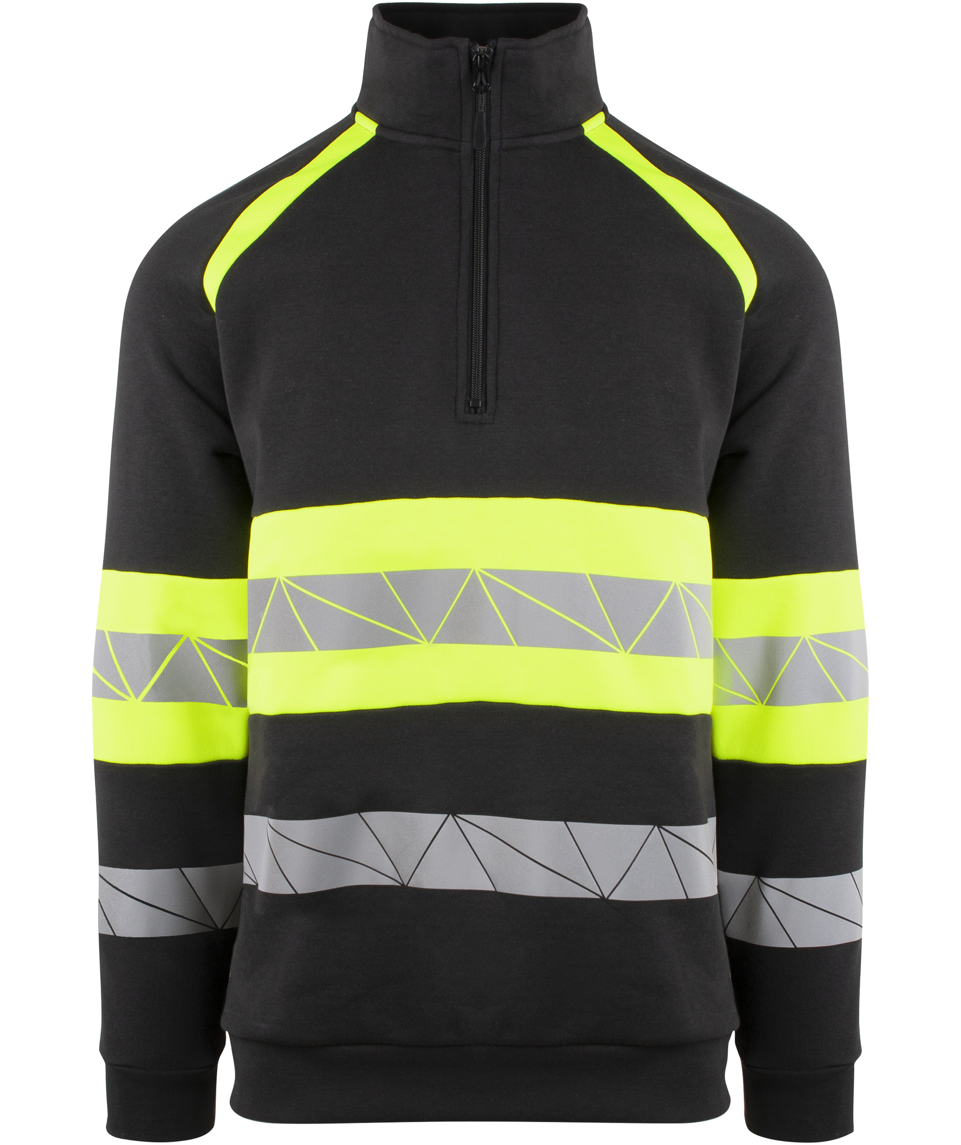 YOU Brande sweatshirt half-zip, Sort/Hi-Vis Gul