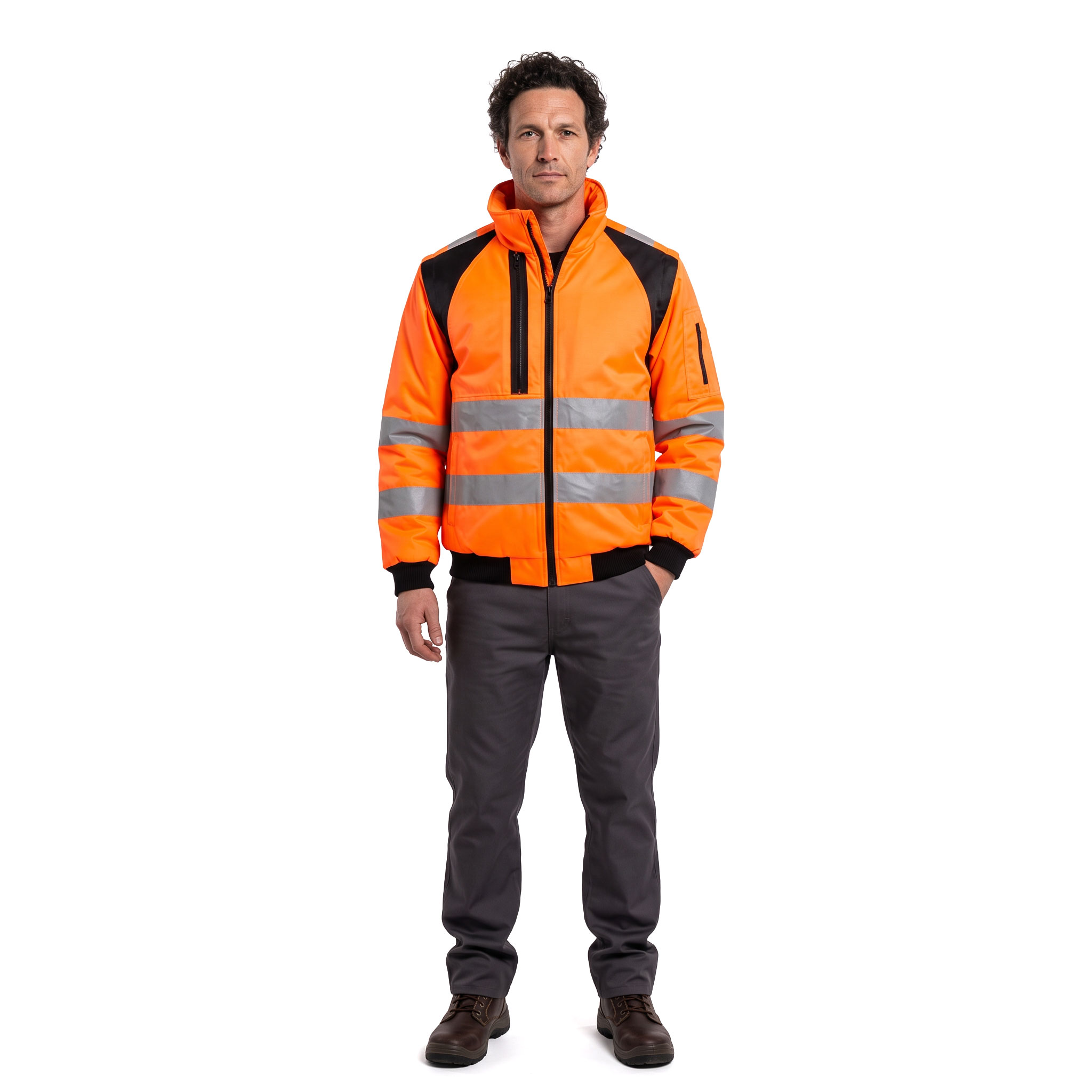 Portwest PW3 3-i-1 pilotjacka, Varsel Orange/Svart, large image number 2