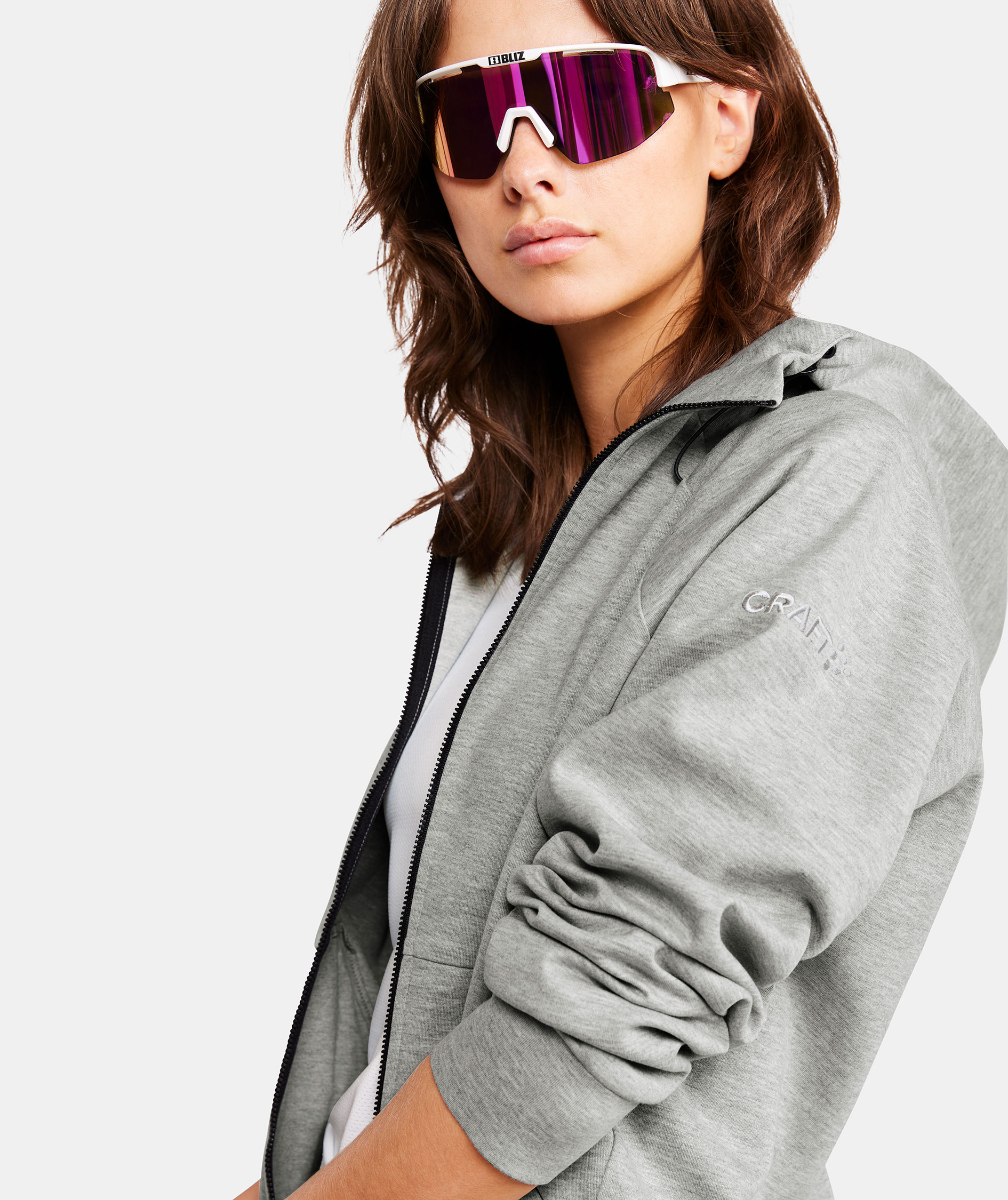 Craft ADV Join Damen Hoodie mit Rei&szlig;verschluss, Grey melange, large image number 5