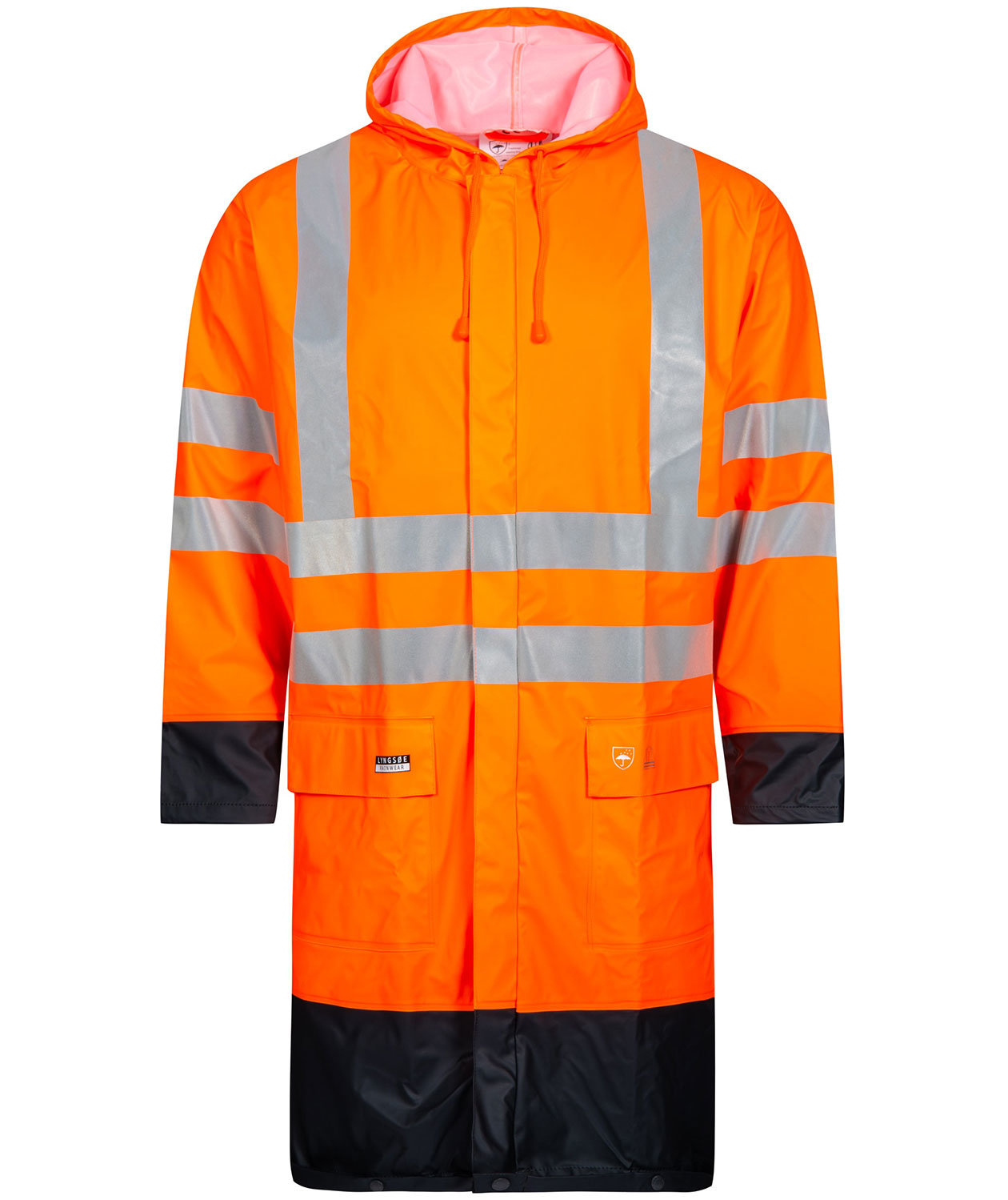Lyngs&oslash;e PU regnrock, Varsel Orange/Marinbl&aring;