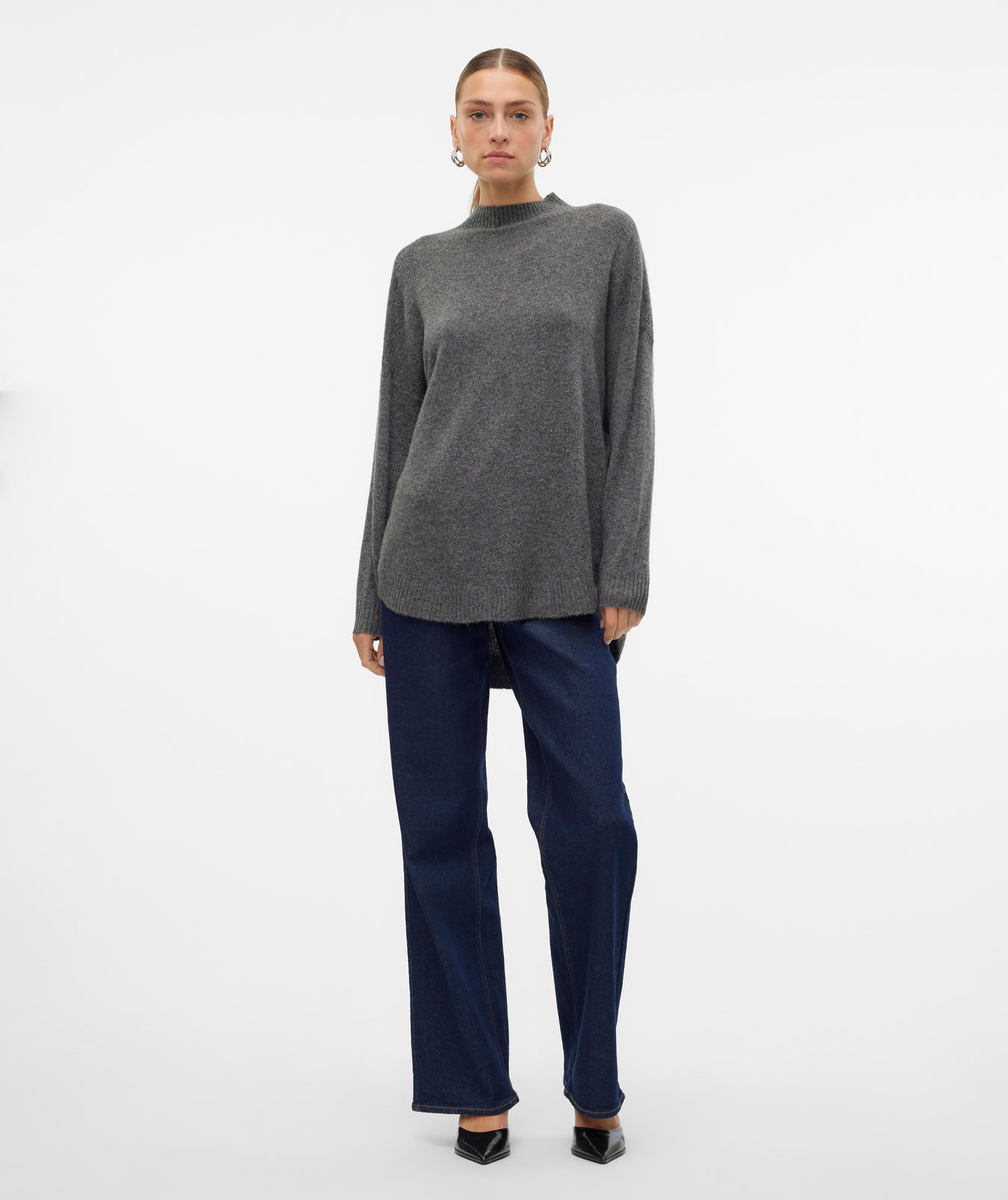 Vero Moda VAMPLAZA lang dame striktr&oslash;je, Medium Grey Melange, large image number 5