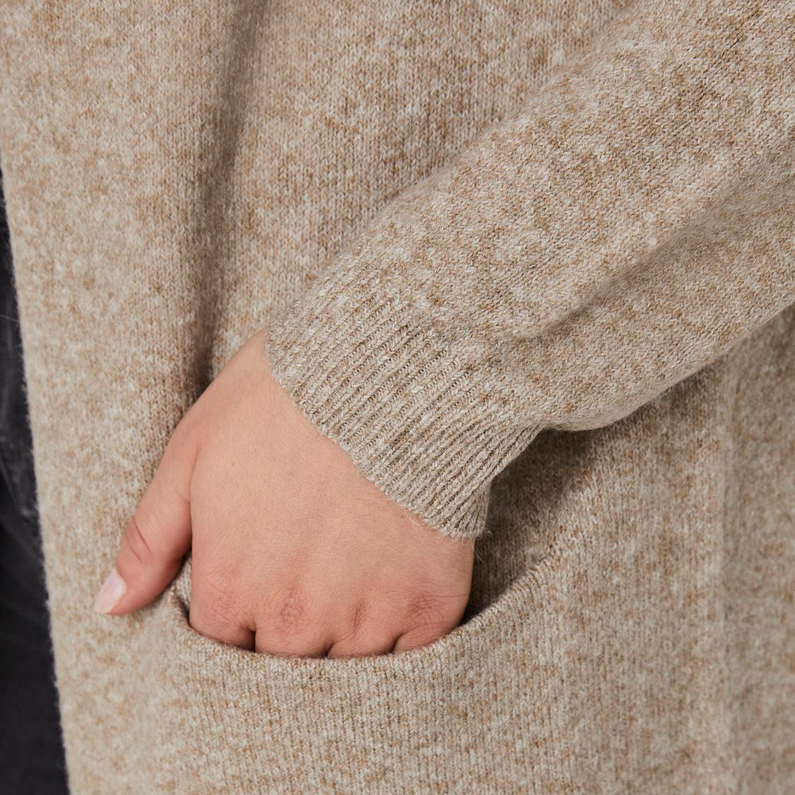 Vero Moda VMDOFFY lang dame strik cardigan, Sepia Tint, large image number 4