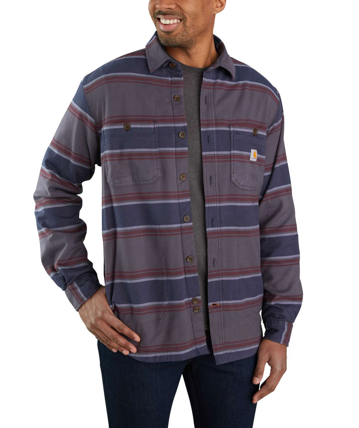 Carhartt Hamilton fodrad skjorta jacka, Shadow Stripe
