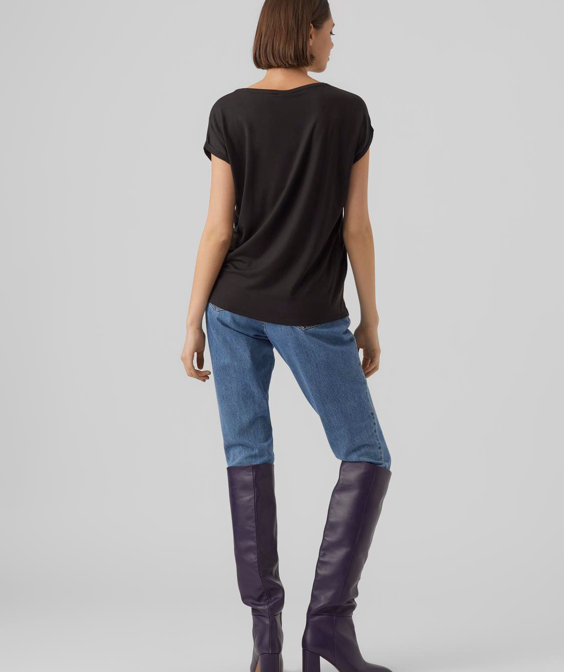 Vero Moda VMAVA PLAIN dame T-shirt, Black, large image number 2