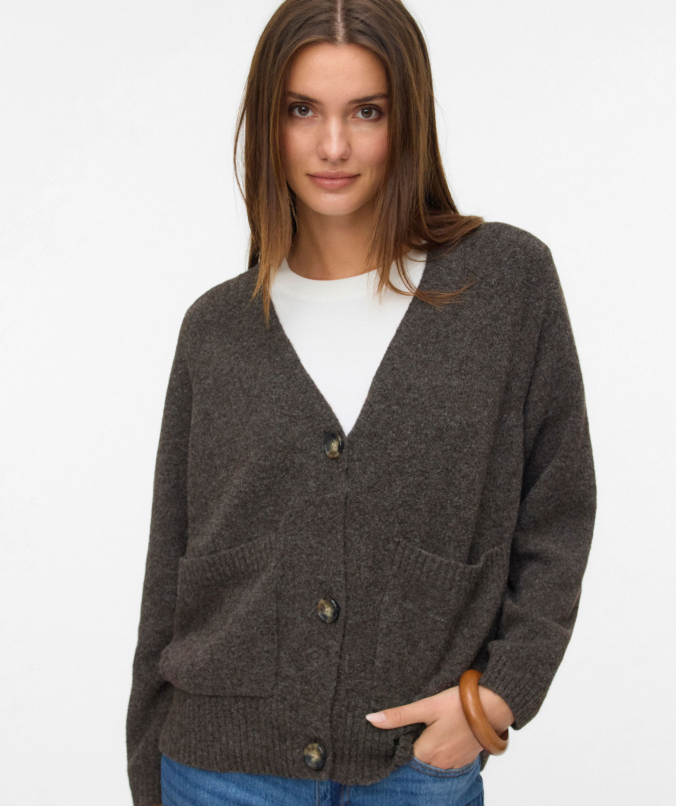 Vero Moda VMBOOM strikket dame cardigan, Chocolate Torte, large image number 3