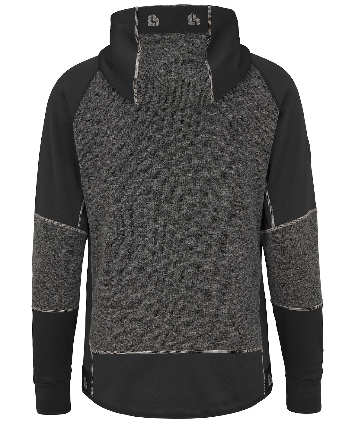 L.Brador Aereo hoodie med dragkedja 6034P, Svart/Gr&aring; melange