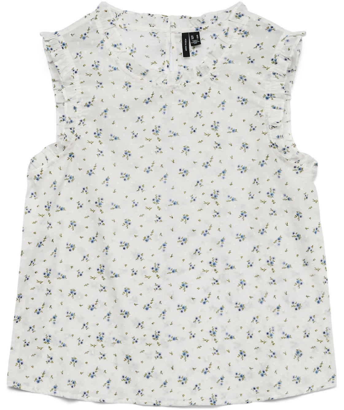 Vero Moda VMTRINE damebluse, Snow White/Marguerite Blue Jasper